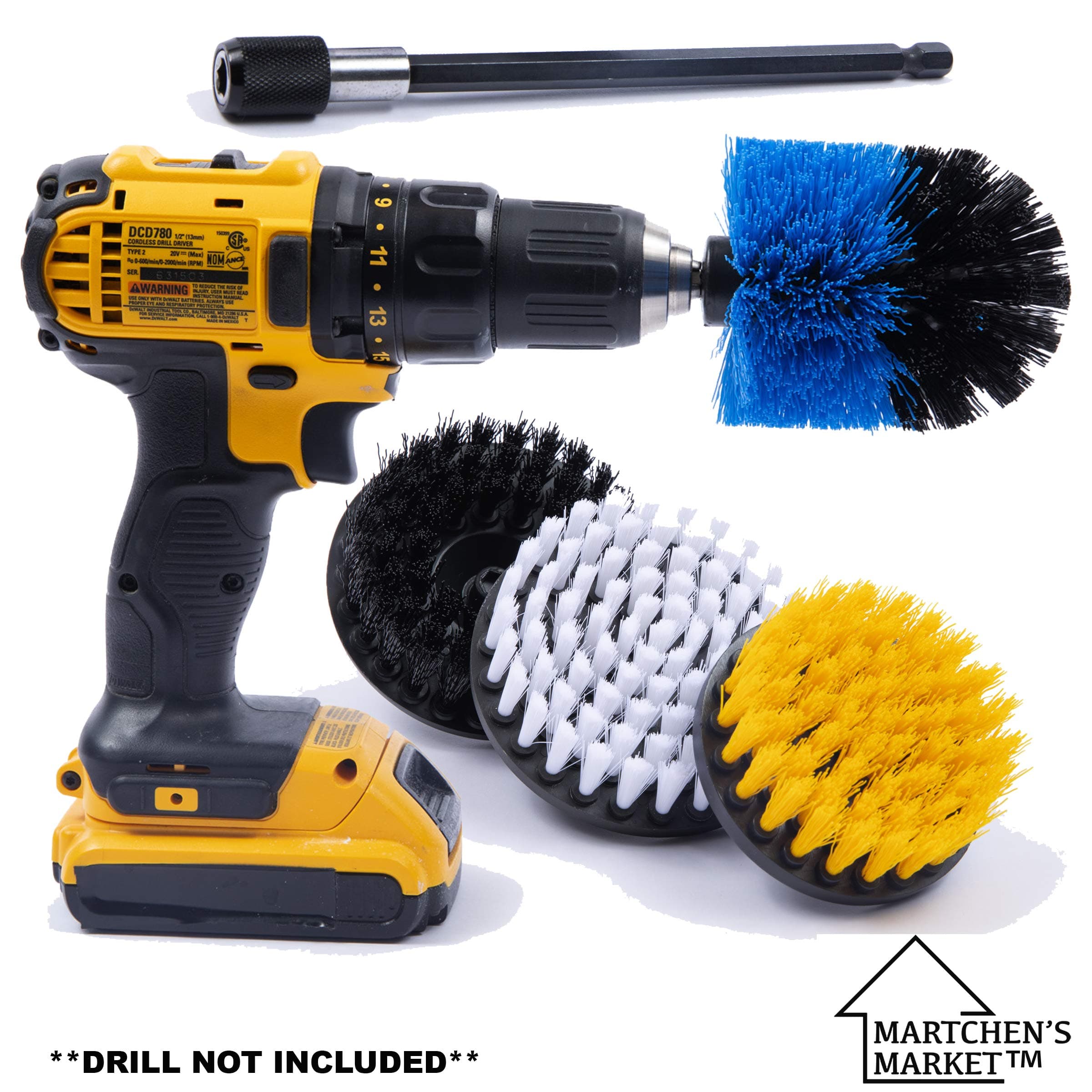 Drill Brush Attachment Power Scrubber Set with 6in Extender for a Cleaner Home. These scrubbing Brushes can Clean The Bathroom, tub, Kitchen, Shower, Grout, Tile.Drill not Included