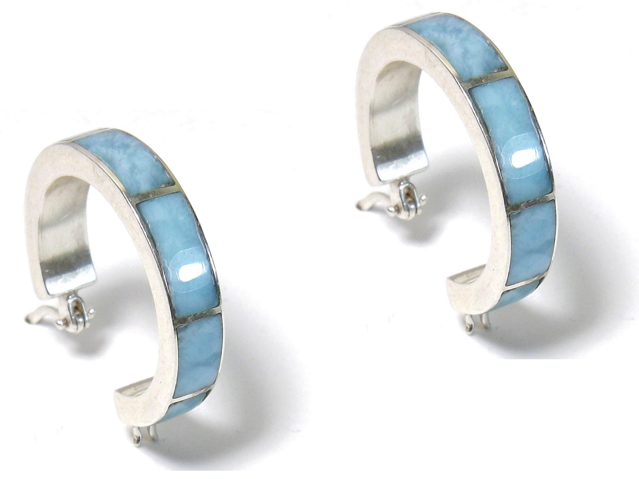 Paradise Stone Larimar Round Earrings