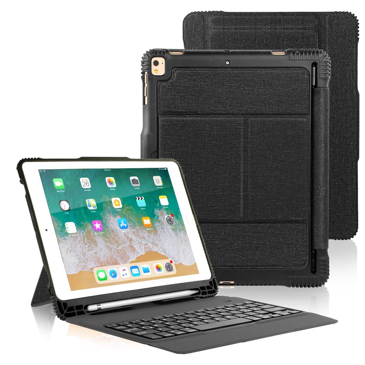 iPad Pro 10.5 / iPad Air 3rd Gen Keyboard Case with Pencil Holder, Detachable Bluetooth Keyboard with Shockproof Heavy Duty Full-body Protective Case for iPad Pro 10.5 / iPad Air 10.5 (3rd Gen) 2019
