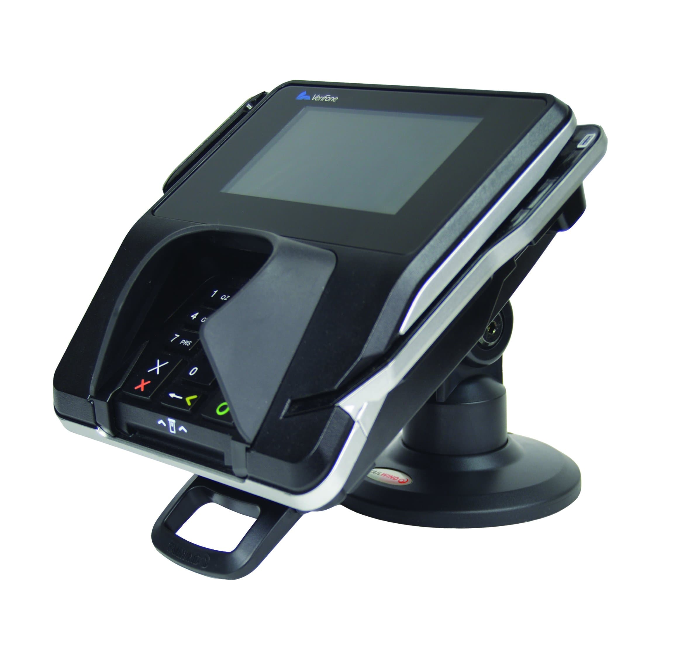 ENS Tailwind Verifone Mx915/Mx925 3" Latch and Lock Compact Pole Mount Terminal Stand, Adhesive Installation, Black