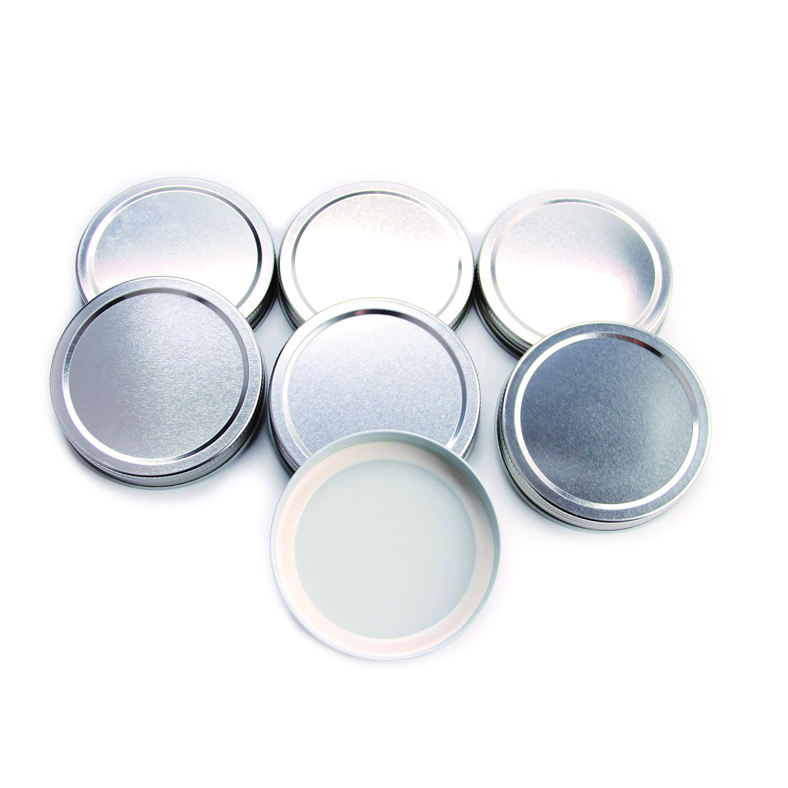 LKXC Silver Wide Mouth Mason Jar Lids,Storage Solid Caps 7 Pack