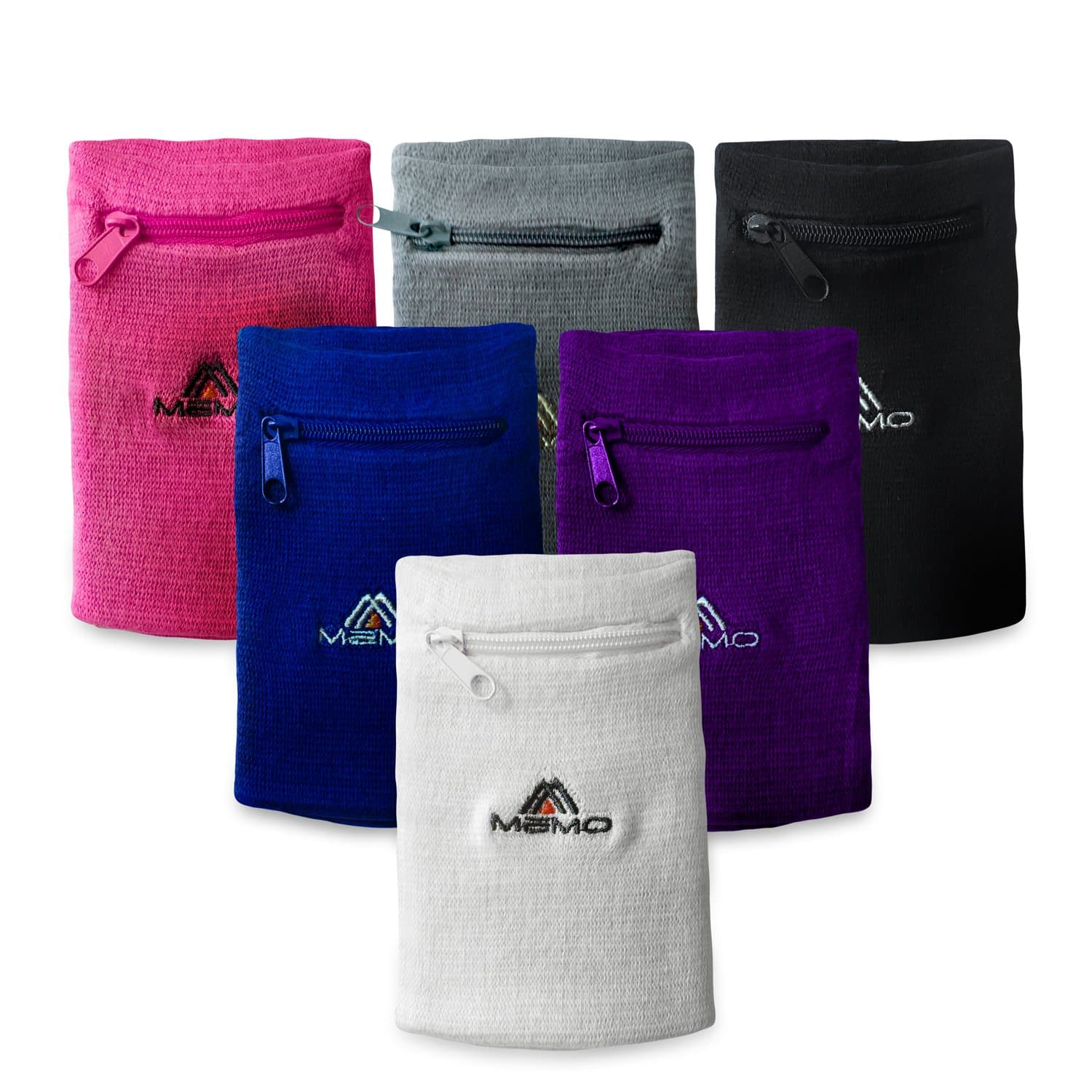 MEMO Athletics Multi-Colored Zipper Sweatband Wristband