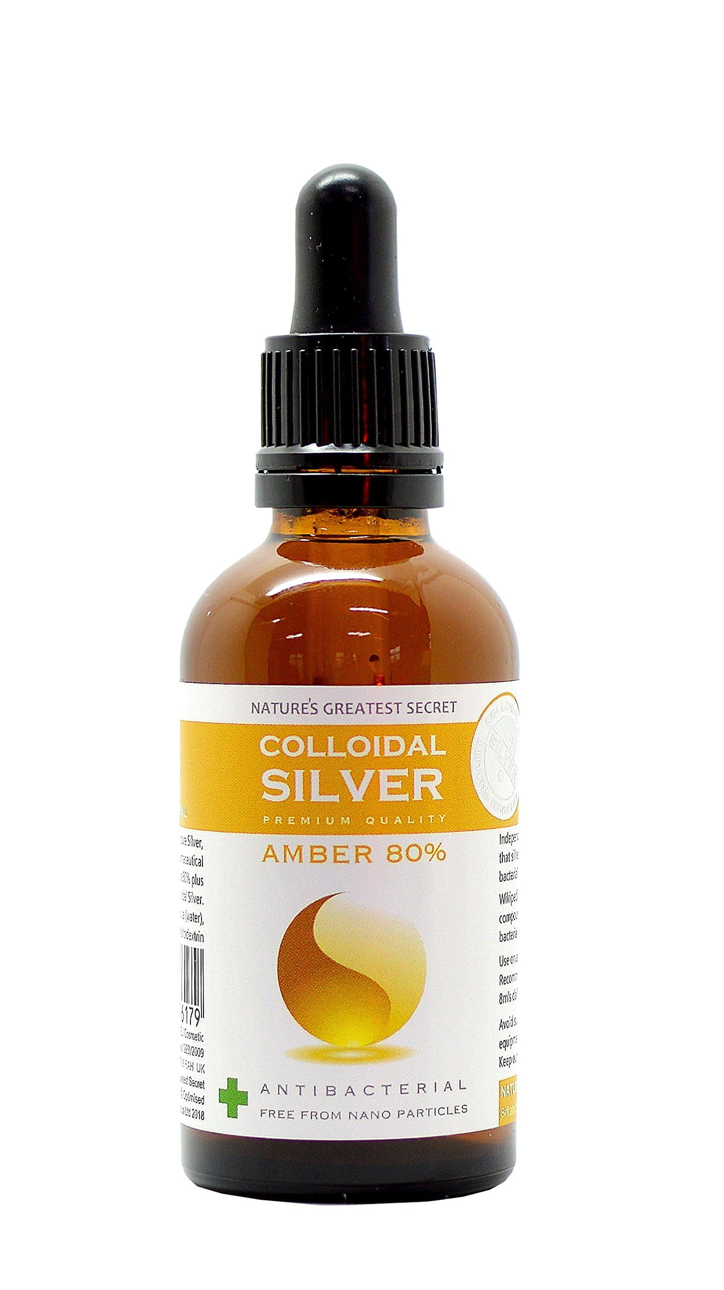 Premium Quality Colloidal Silver Amber 80% Dropper 50ml