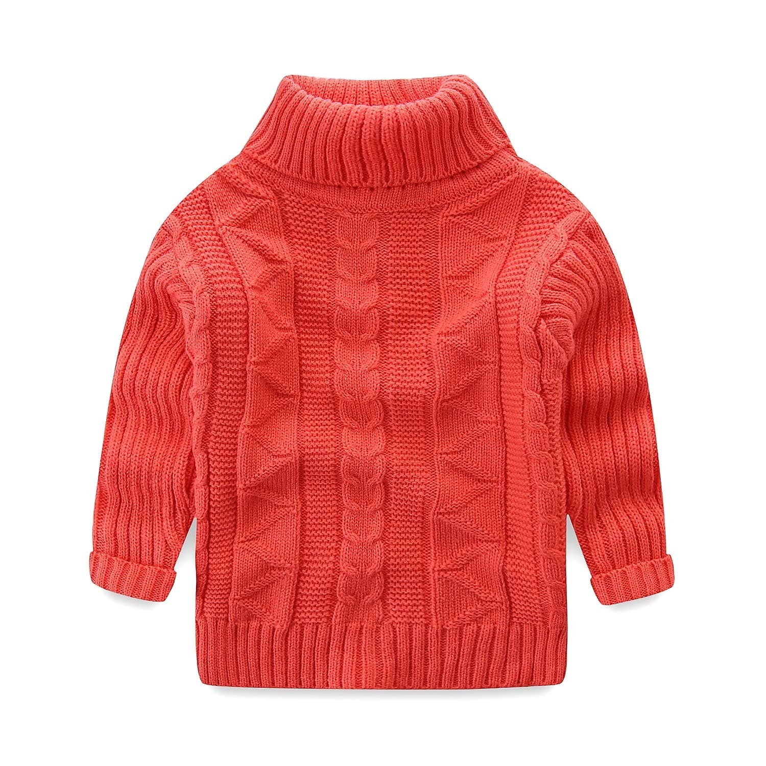 UWESPRING Girls Turtleneck Sweater Pullover Cable Knitted