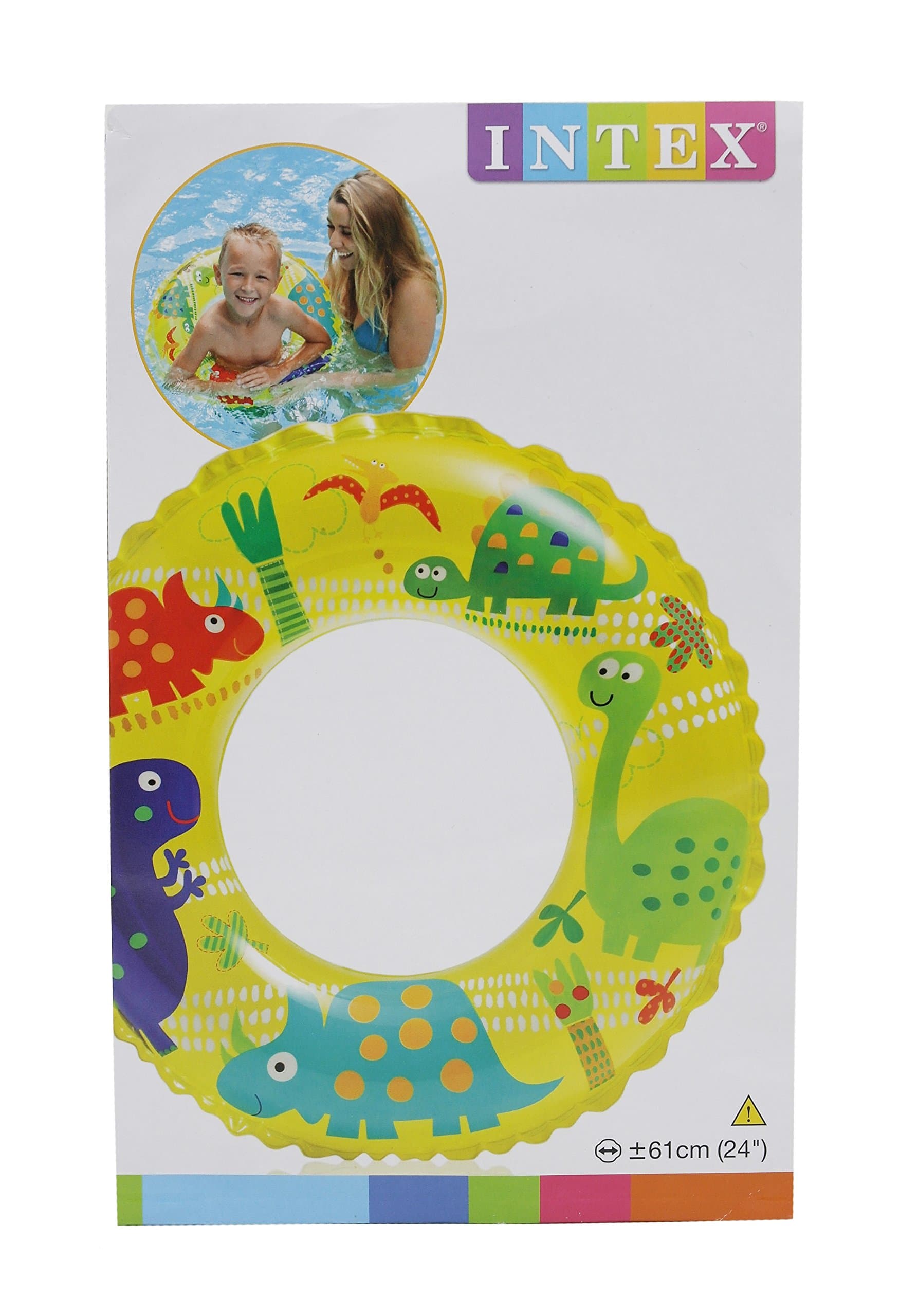 KTS Inflatable Transparent Printed 24" Swim Ring (Dinosaurs)