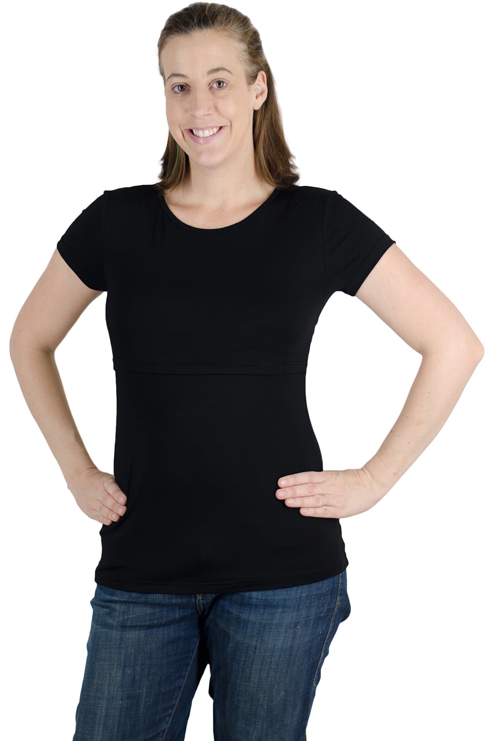 Latched Mama Nursing Tee Shirt (Extra Large, Black)