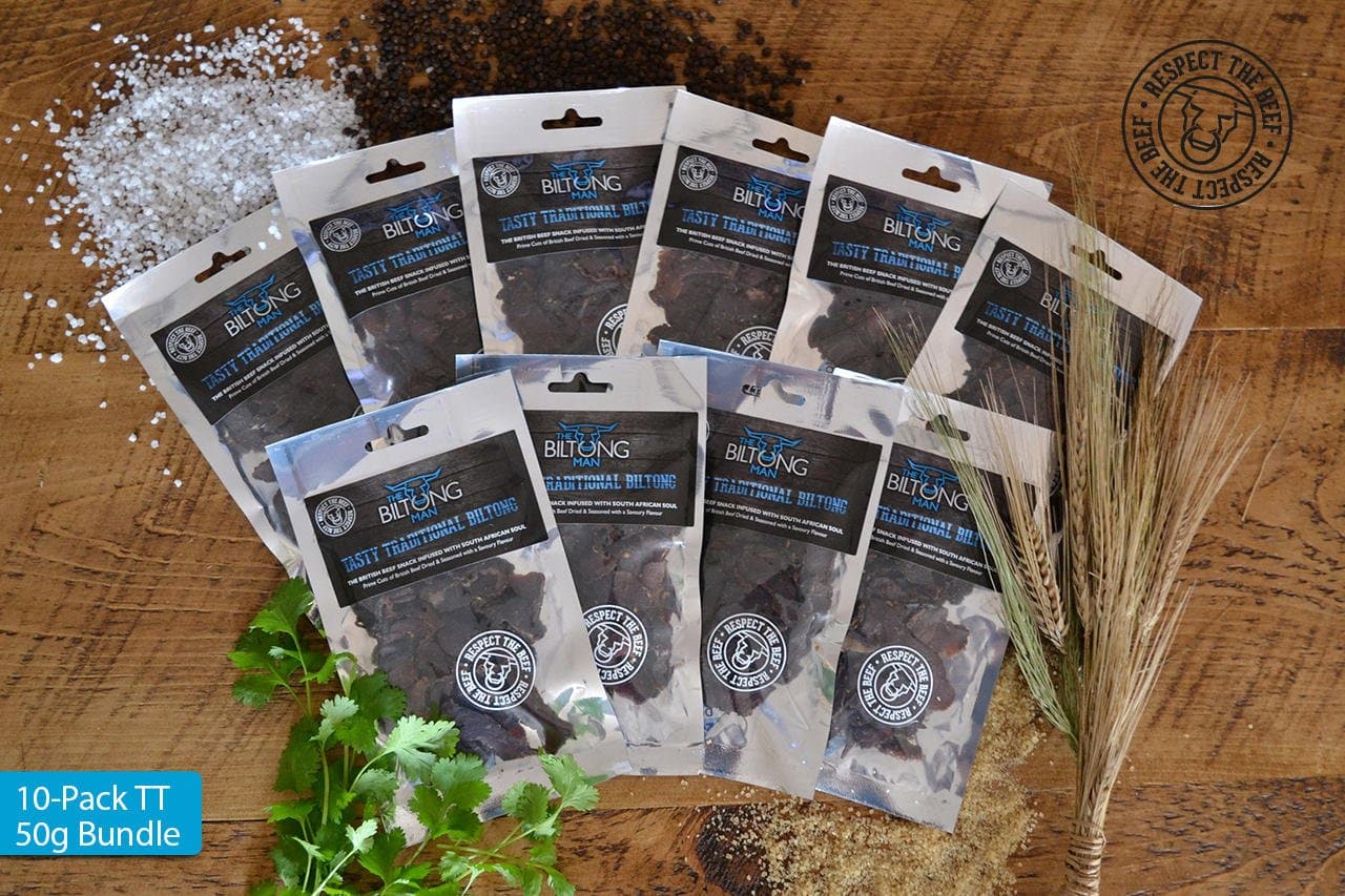 The Biltong Man Tasty Traditional Bundle, 50 g, Pack of 10