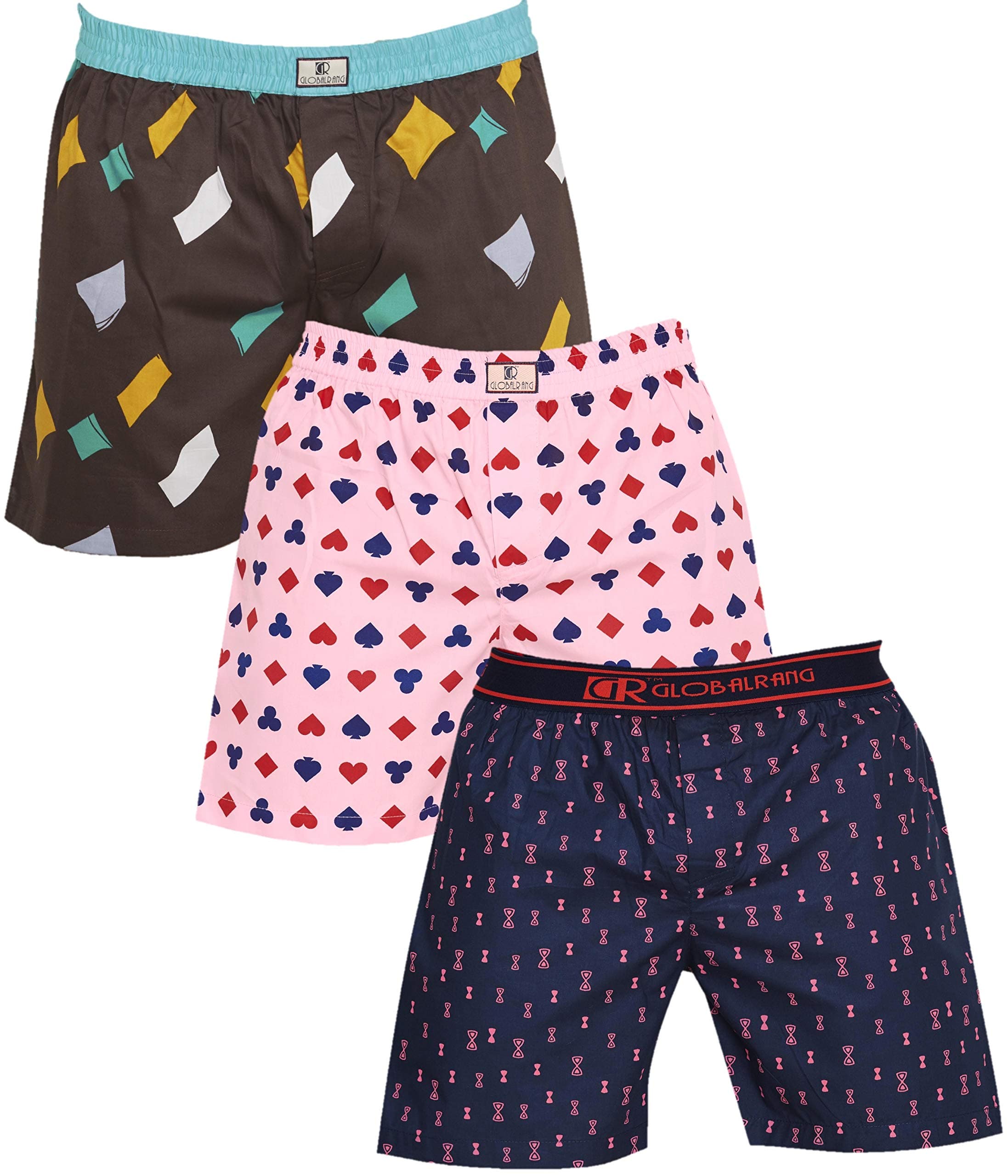 Global Rang GLOBALRANG Cotton Printed Boxers for Men Pack of 3