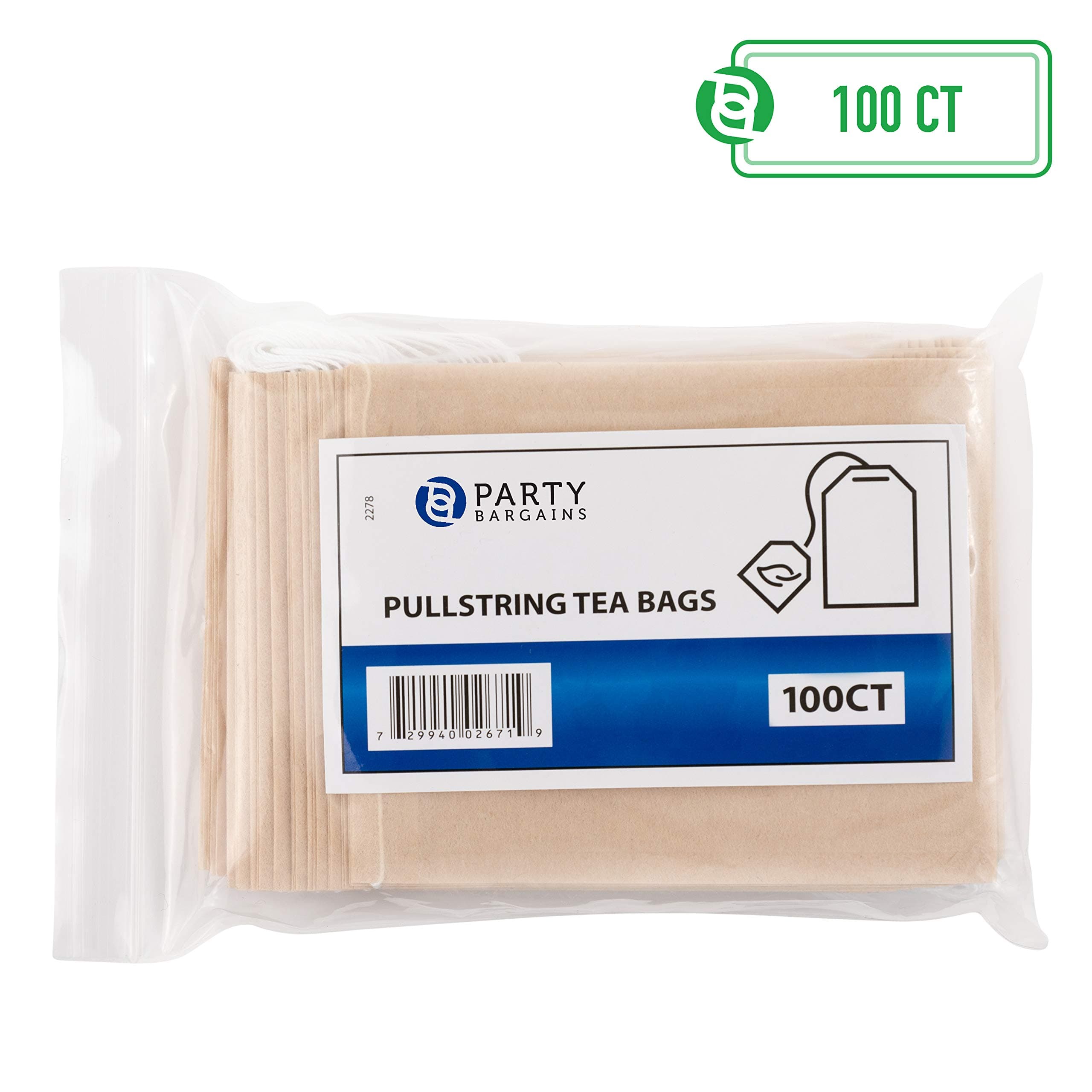 PARTY BARGAINSTea Filter Bags with Drawstrings, Unbleached Paper Filters, Empty Tea Bags, Steep Loose Leaf Tea, Ground Coffee, Wholeleaf, Disposable Tea Infusers, Bulk