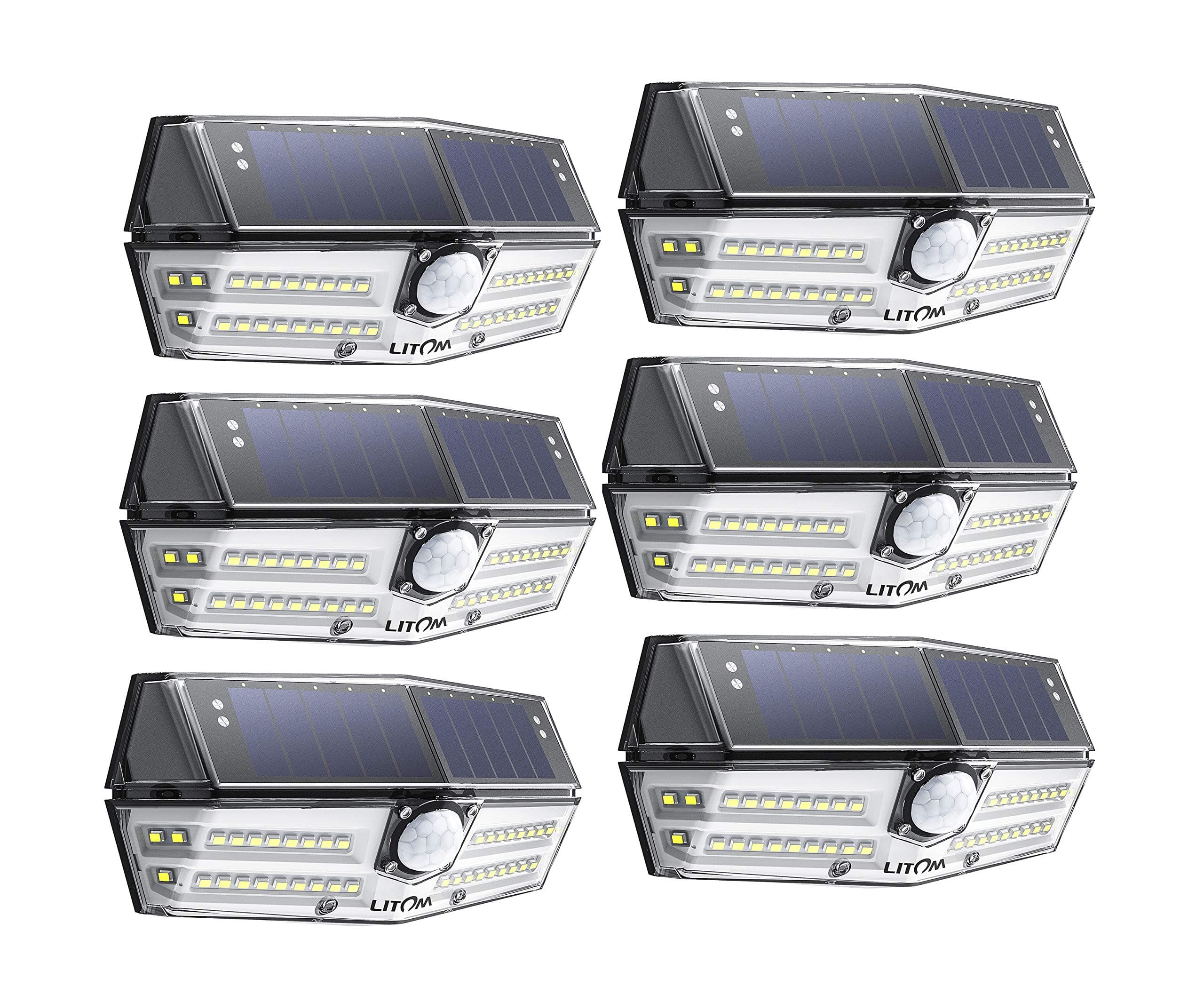 LITOM Solar Lights Outdoor with Remote Control, 3 Lighting Modes, 270°Wide Angle, IP67 Waterproof, Easy-to-Install Security Lights for Front Door, Yard, Garage, Deck, Fence-2 Pack