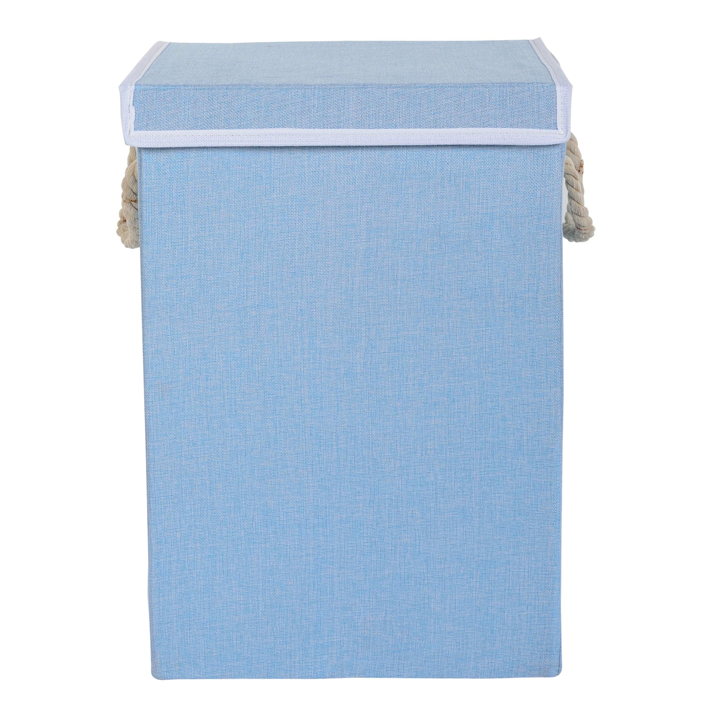 GZQNAN® Foldable Laundry Hamper Durable Non-Woven Fabric, Space-Saving & Compact Clothes Basket with Handle (Multicolour) (Sky Blue)