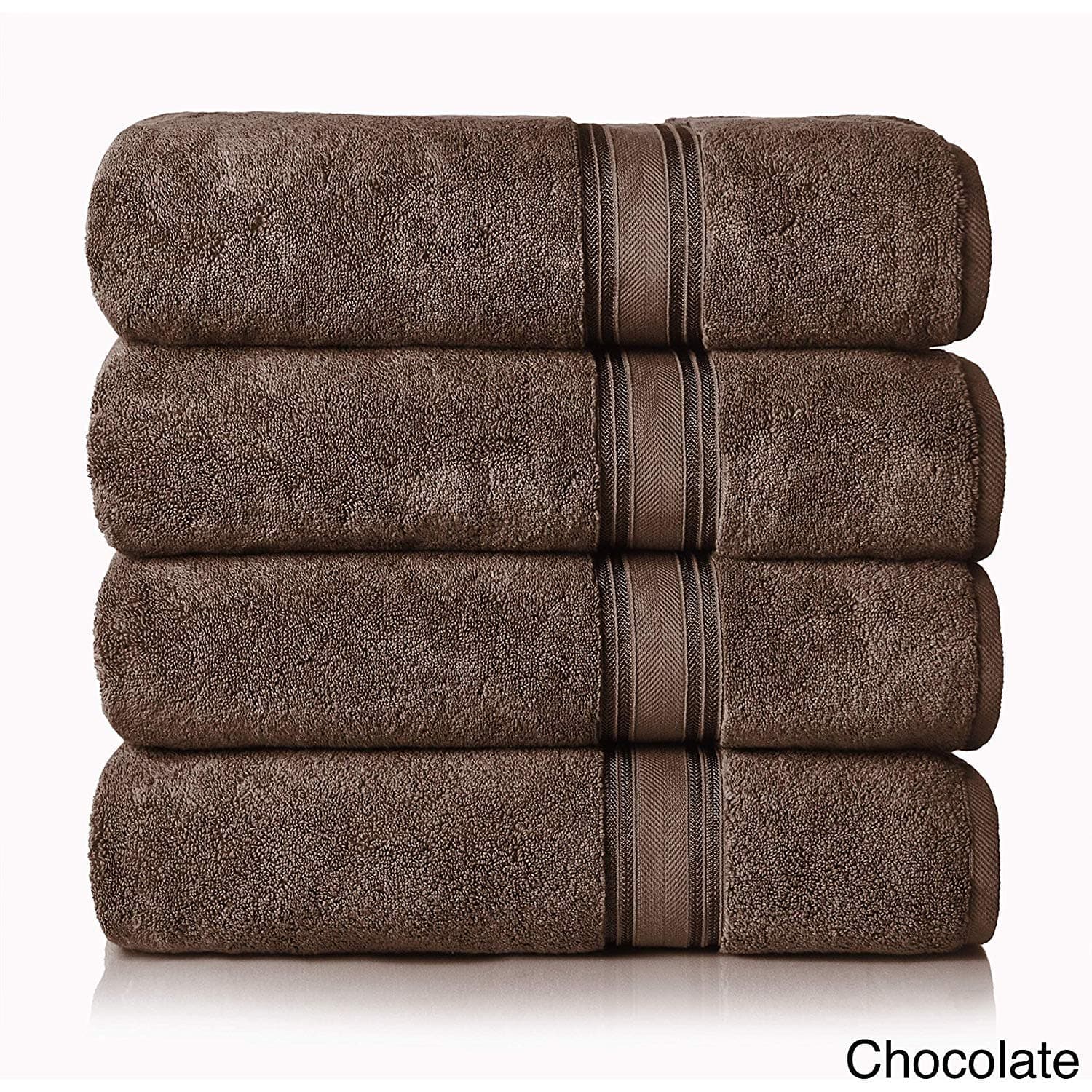 Lezeth Collection Super Absorb 100% Zero Twist Oversized Bath Sheets, Chocolate (Pack of 4)