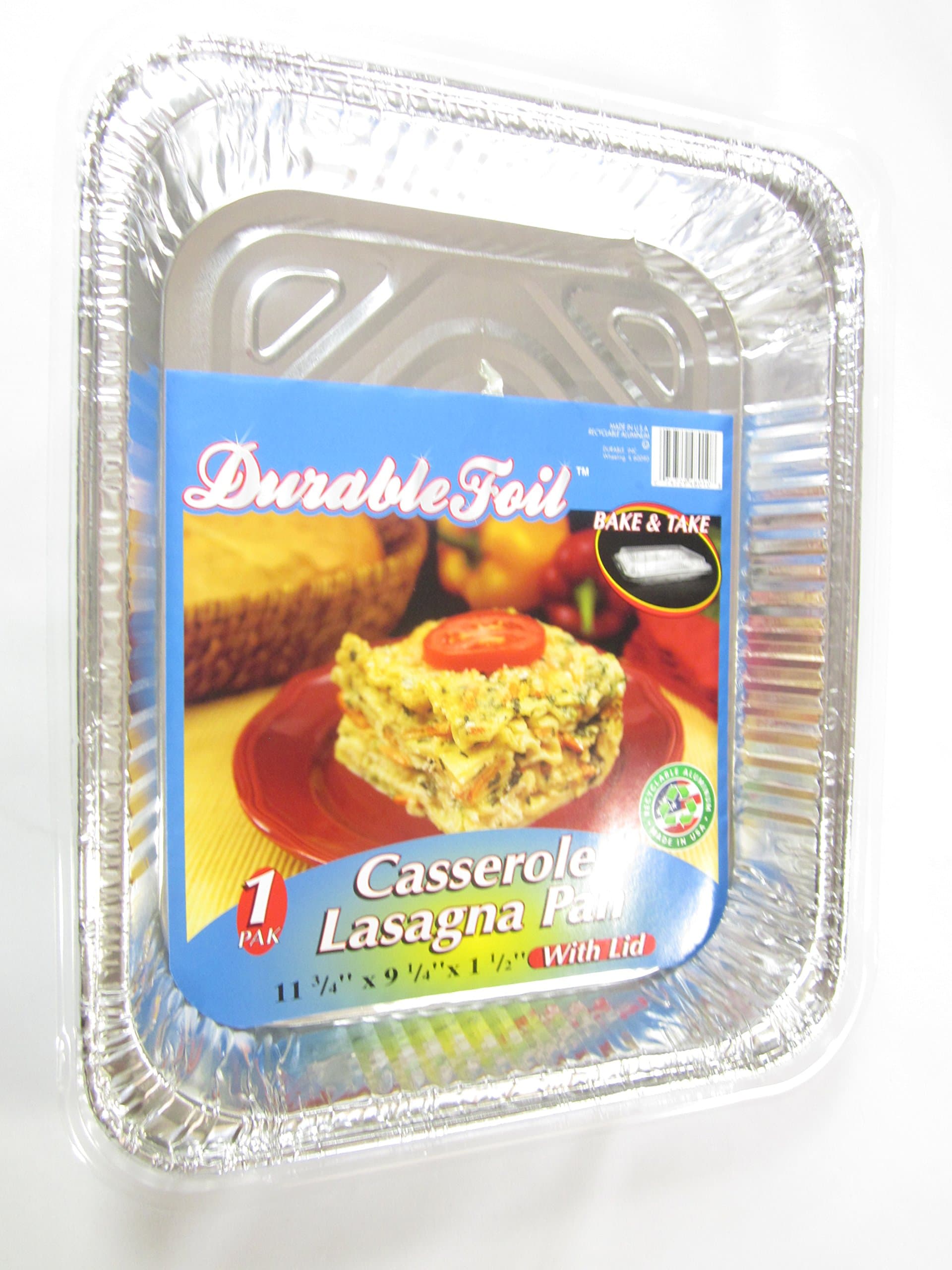 3 Disposable Aluminum Casserole Lasagna Pans with Lids