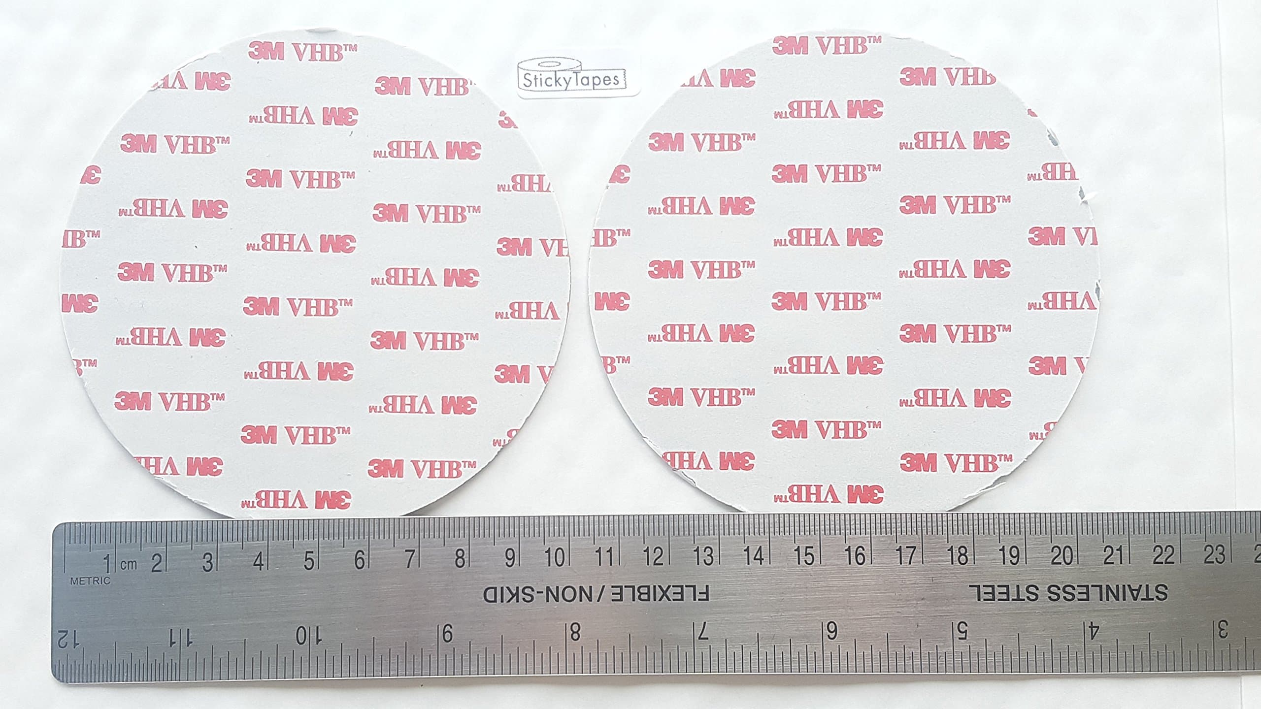 StickyTapes 2 x VHB RP45 GREY Circles - 2 Large Pads of Double Sided Acrylic Foam Tape - 10cm Diameter