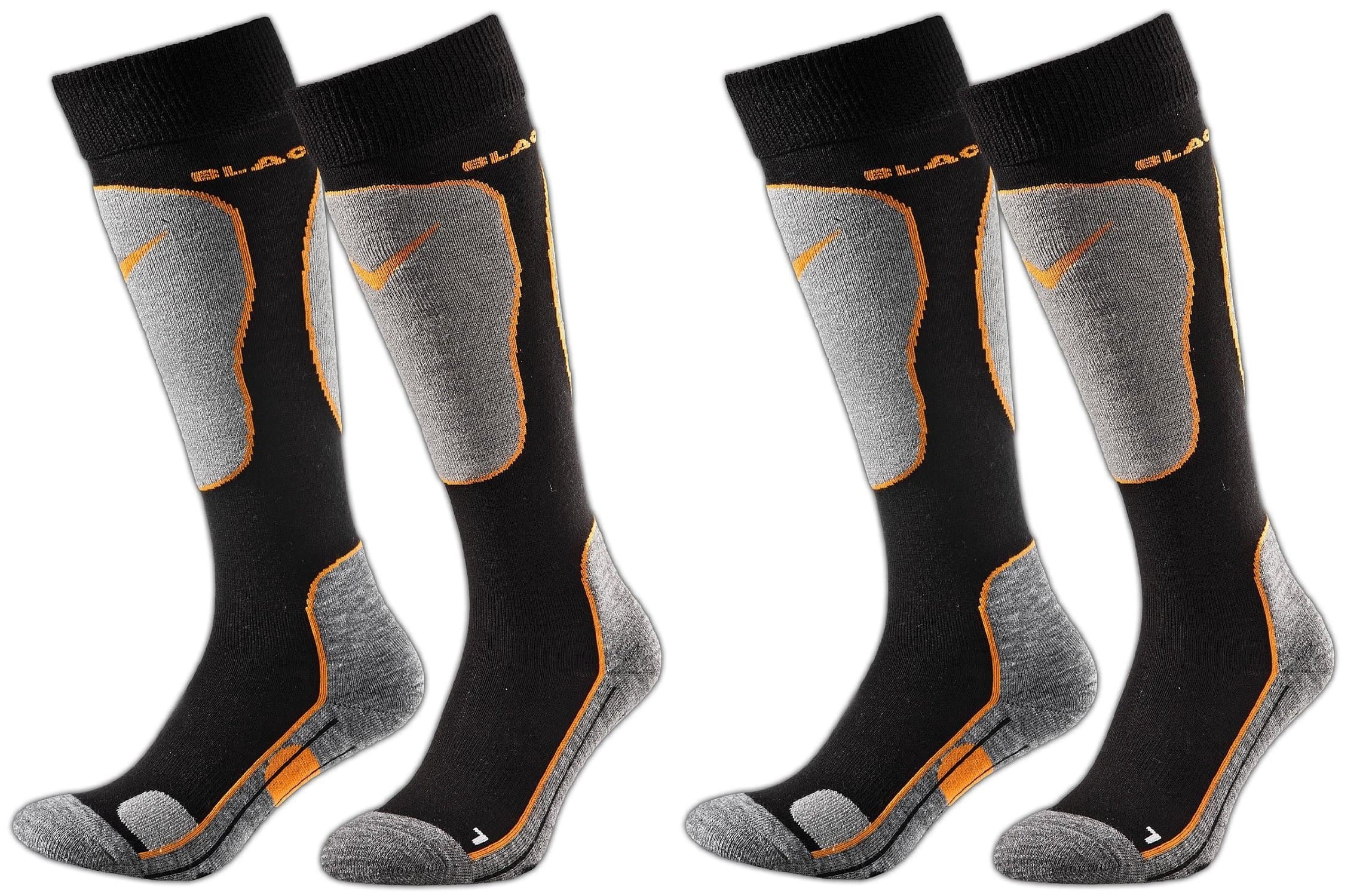 Black Crevice 2 Pairs Ski Snowboard Socks with Cushioning Function/Unisex / 2 Colours / 3 Sizes
