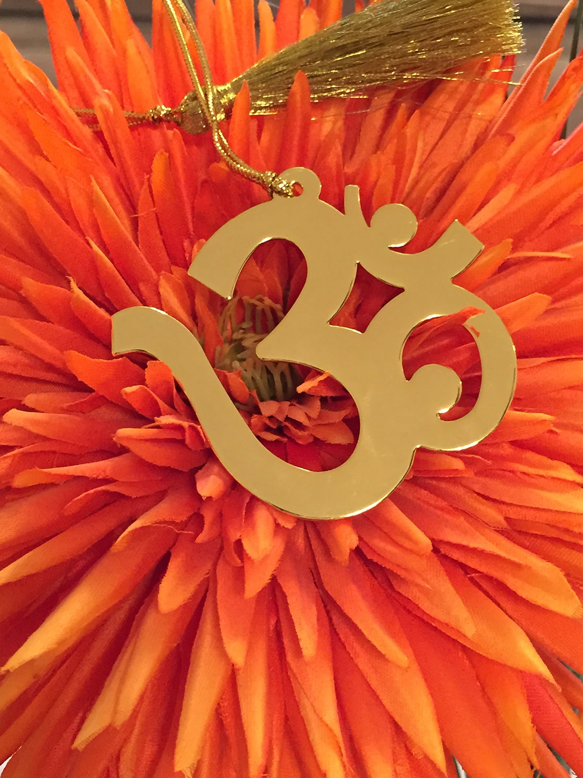 Om Car Mirror Hanging Emblem or Bookmark (Gold)