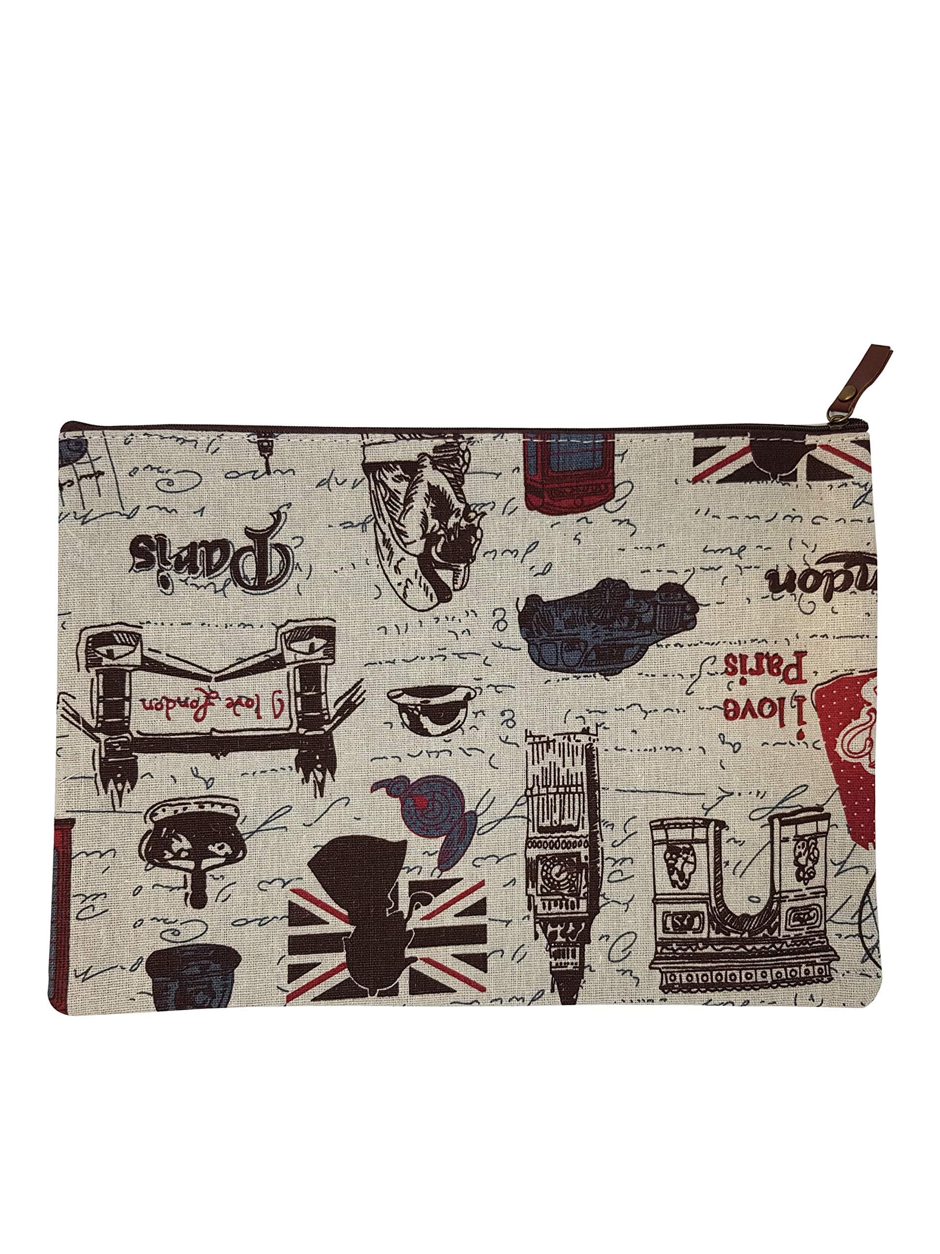 Visual Echoes Premium Cotton Single Compartment Laptop Sleeve With High-Quality Felt Lining Inside For Scratch Resistance & Protection - Compatible Upto 11.6-Inch Laptops/Ultrabooks/ Macbooks/Tabs-London & Paris Theme Printed.