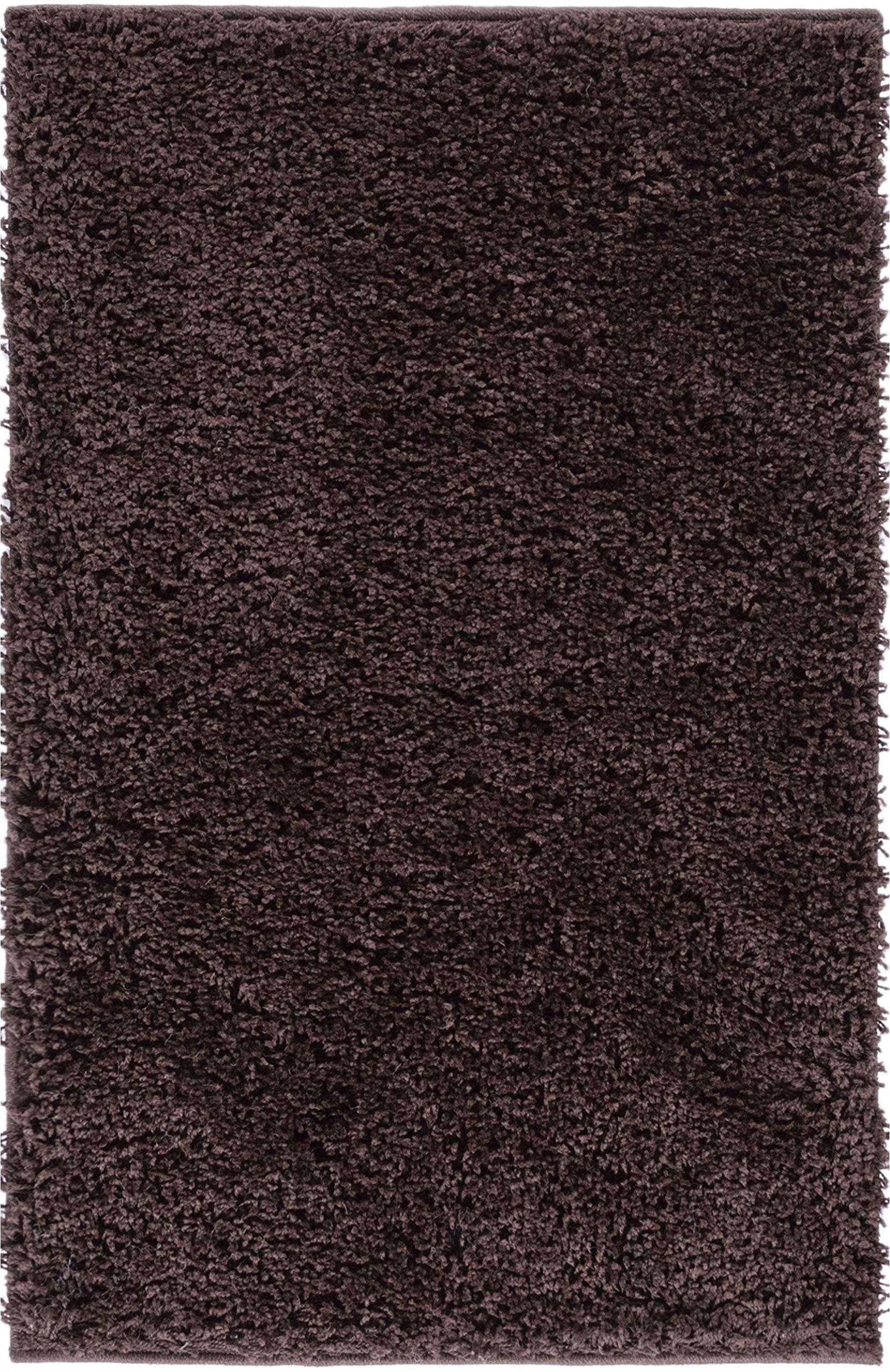 Solid Retro Modern Brown Shag 2x3 (2' x 3') Area Rug Plain Plush Easy Care Thick Soft Plush Living Room Kids Bedroom