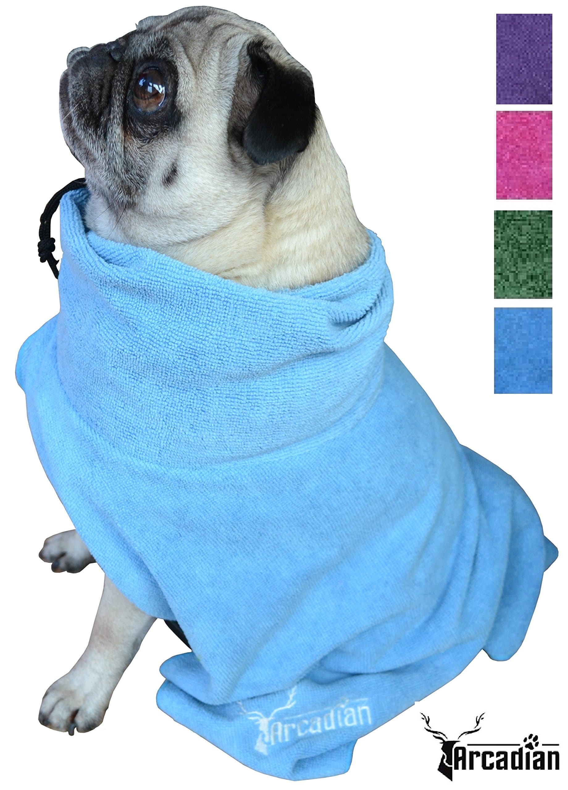 Arcadian Microfibre Dog Robe. Quick-Drying and Super-Absorbent. Easy To Use, Comfortable, Adjustable Straps.