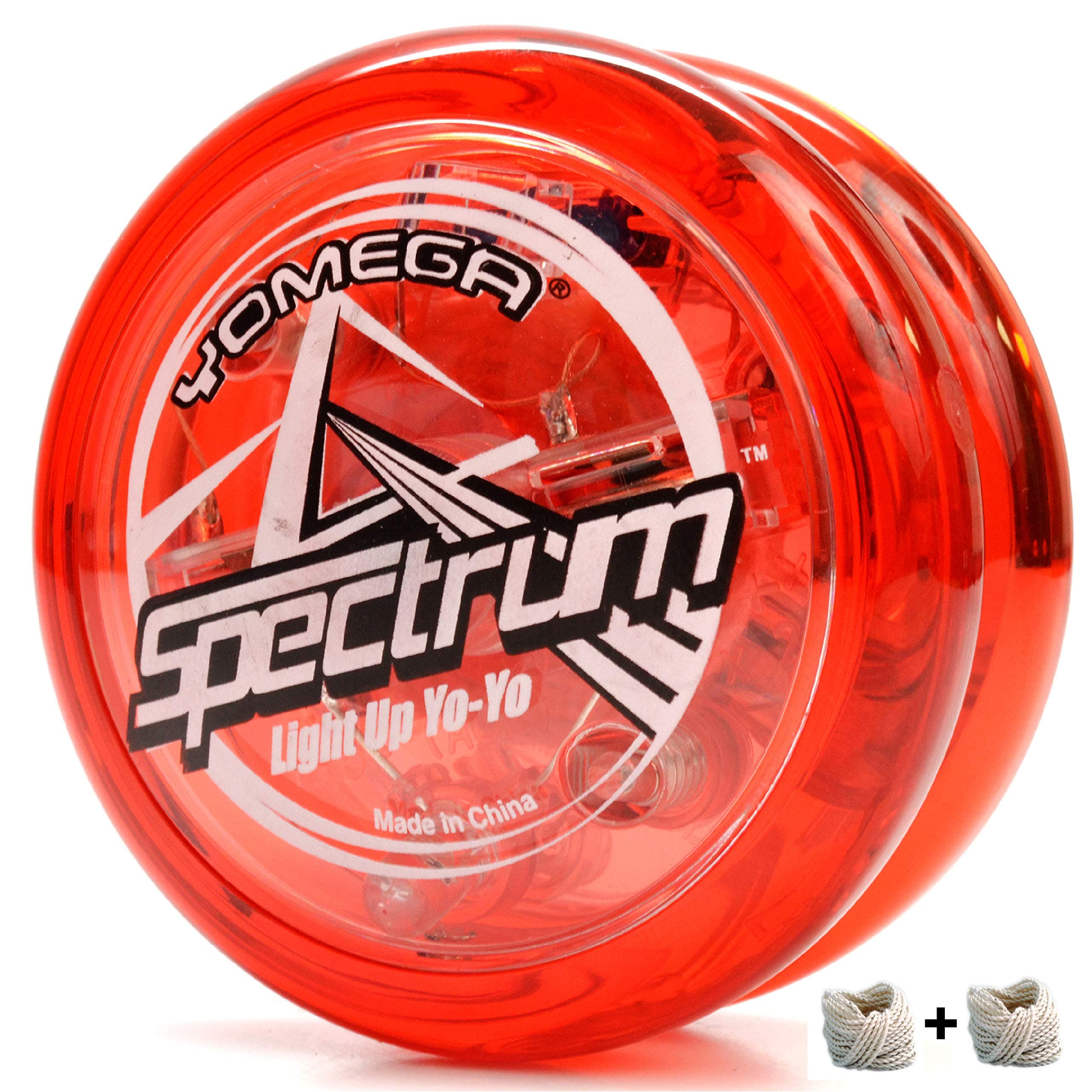 Yomega Spectrum – Light up Fireball Transaxle YoYo with LED Lights for Intermediate, Advanced and Pro Level String Trick Play + Extra 2 Strings & 3 Month Warranty (Red)