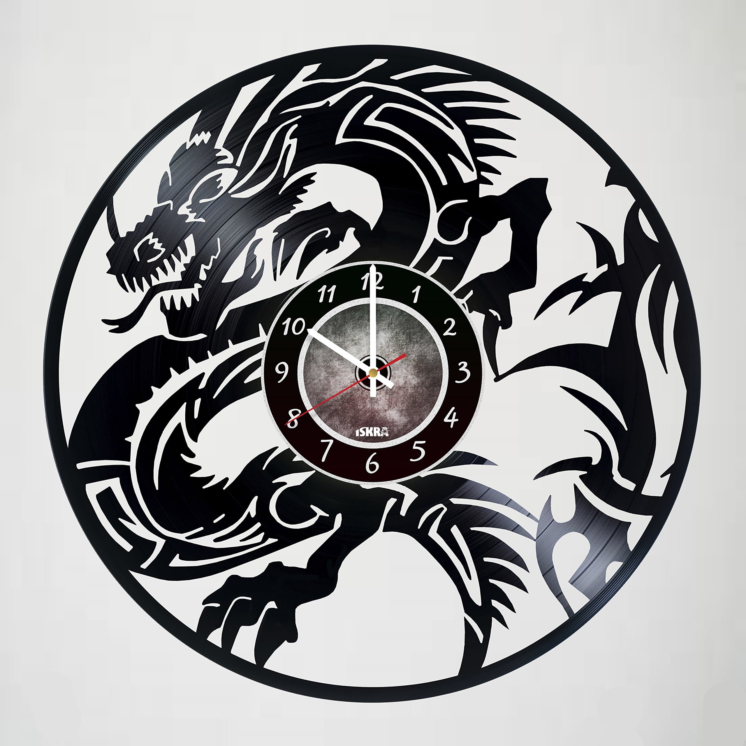 Wall Clock Dragon Vinyl Record Wall Clock Fan Art Handmade Decor Original Gift Decorative Vinyl Clock - Gift Ideas for Boys and Girls, Men and Women, Teens - Gift for him her