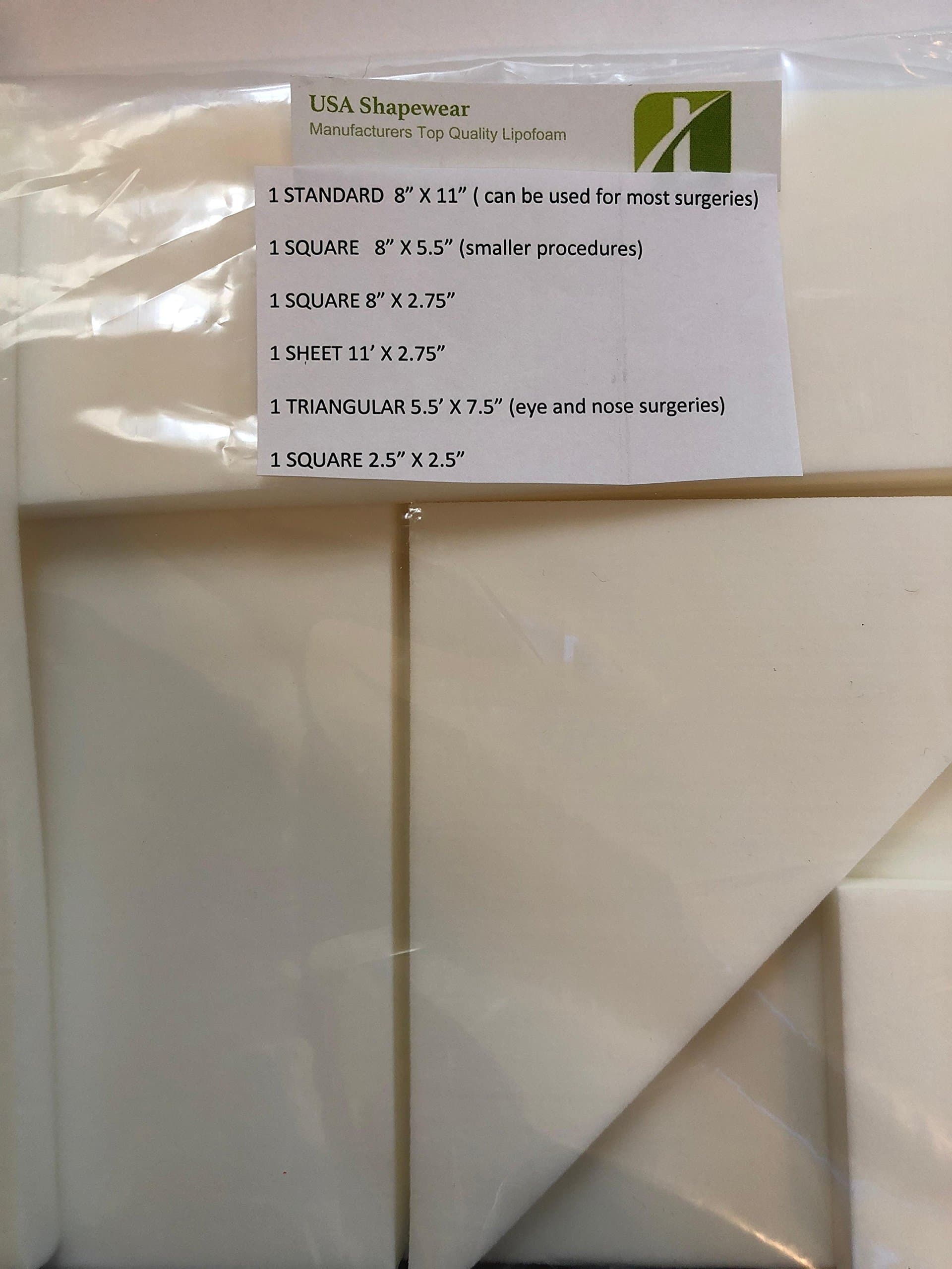 Lipo Healing LIPOFOAM Variety Pack 6 Different Sizes for Your Choice and Comfort Super Soft and Made in The USA