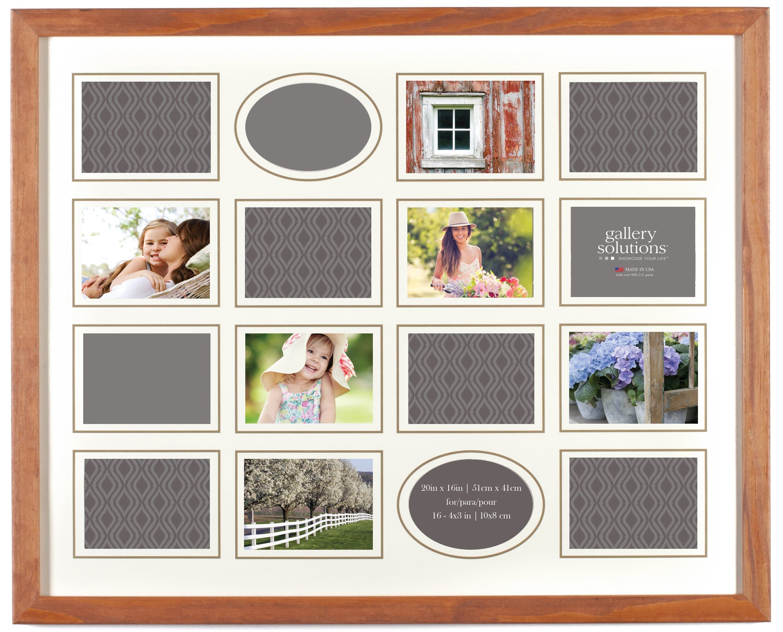 Gallery Solutions Natural Wood Collage Frame with 16 Openings