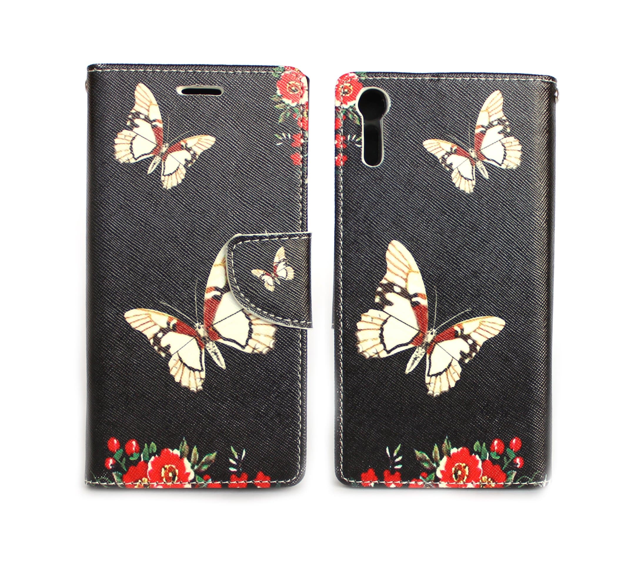 Sharp Icon Fancy Printed Designer Leather Flip Wallet Back Cover Case for Sony Xperia XZS - Butterfly