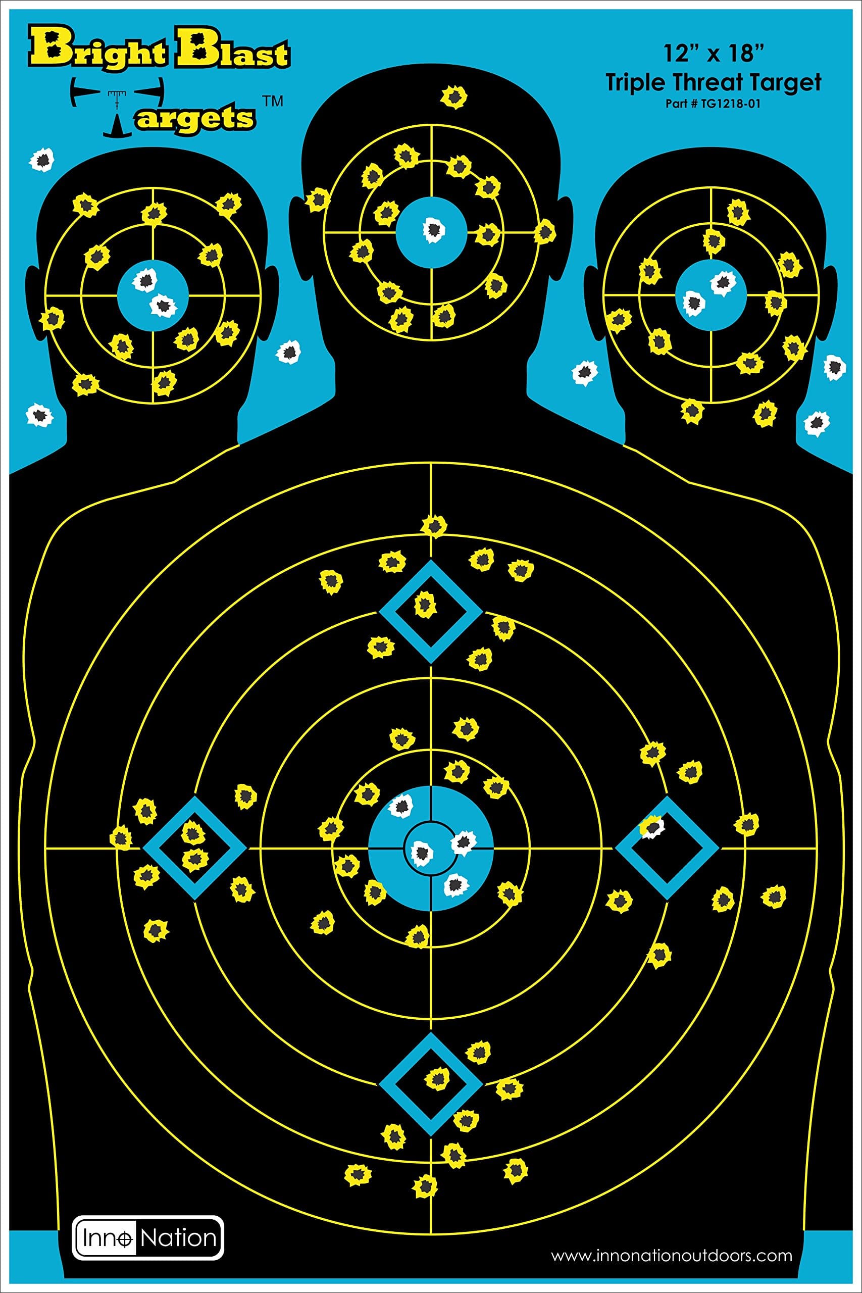 50 Pack - 12" X 18" Triple Threat Target - Instant Bright Blast Reactive Silhouette Shooting Target