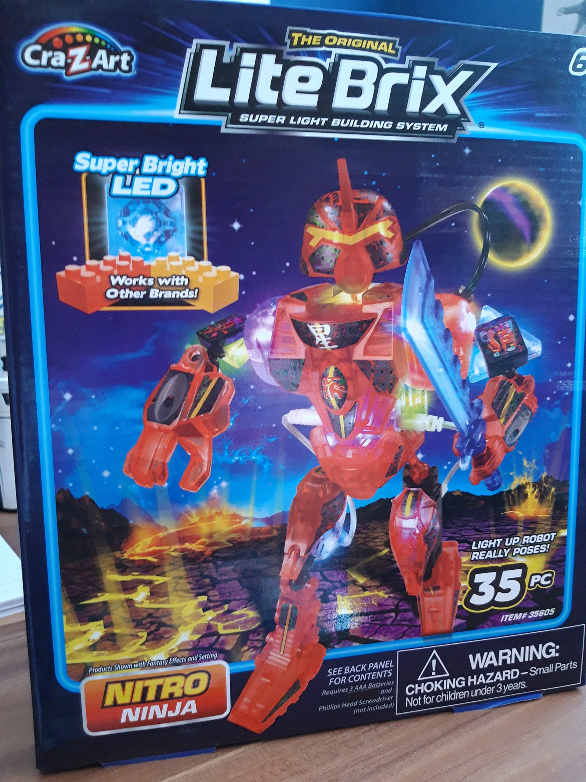 Lite Brix Nitro Ninja Light Up Robot 35 Pc Super Bright LED Glowing