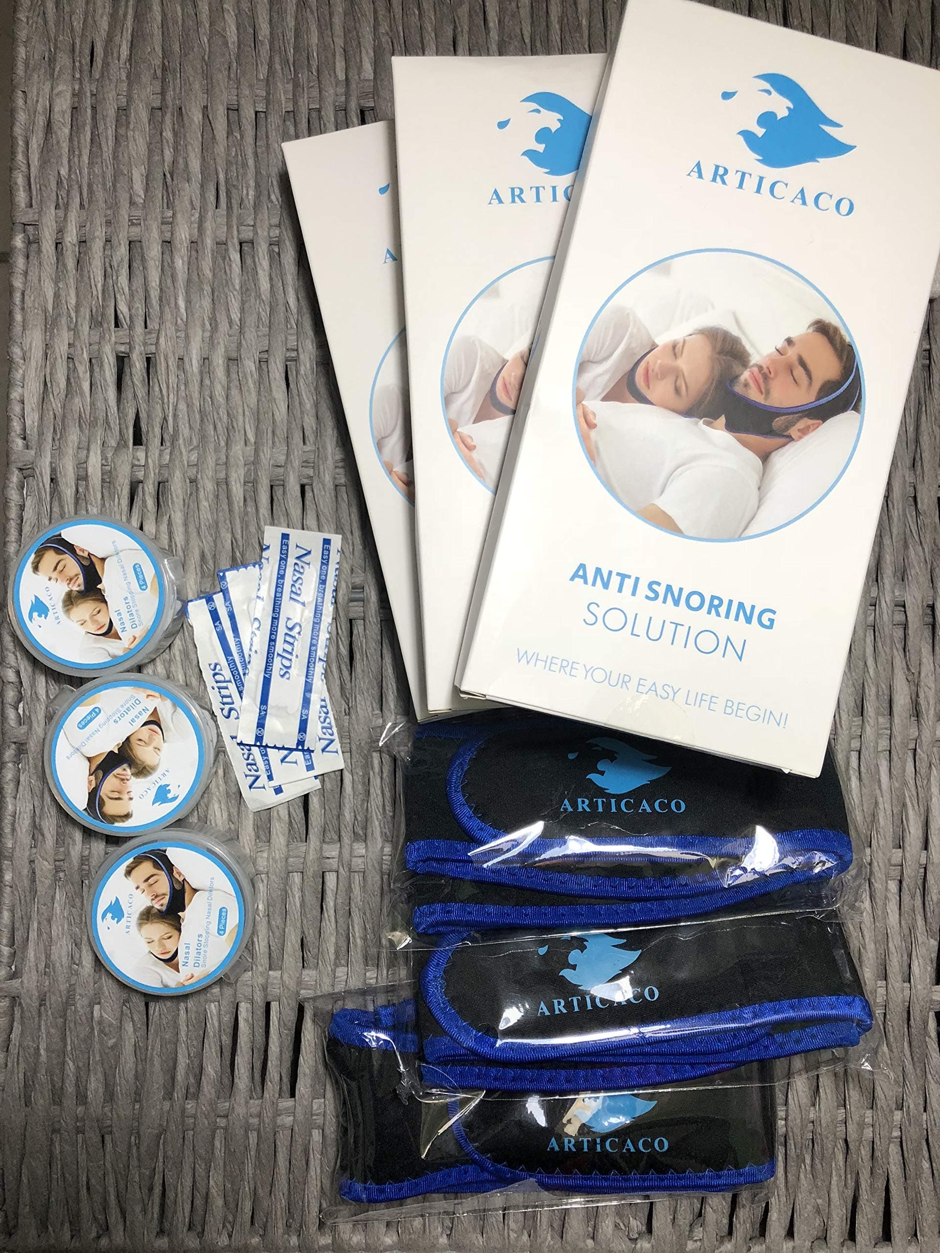 Anti Snoring Chin Strap Kit: Includes Nasal Strip, Nose Dilators and Strap to Keep Mouth Closed While Sleeping and Stop Snoring - Snore Solution Devices and Sleep Aids - Bonus Ebook on Snore Relief