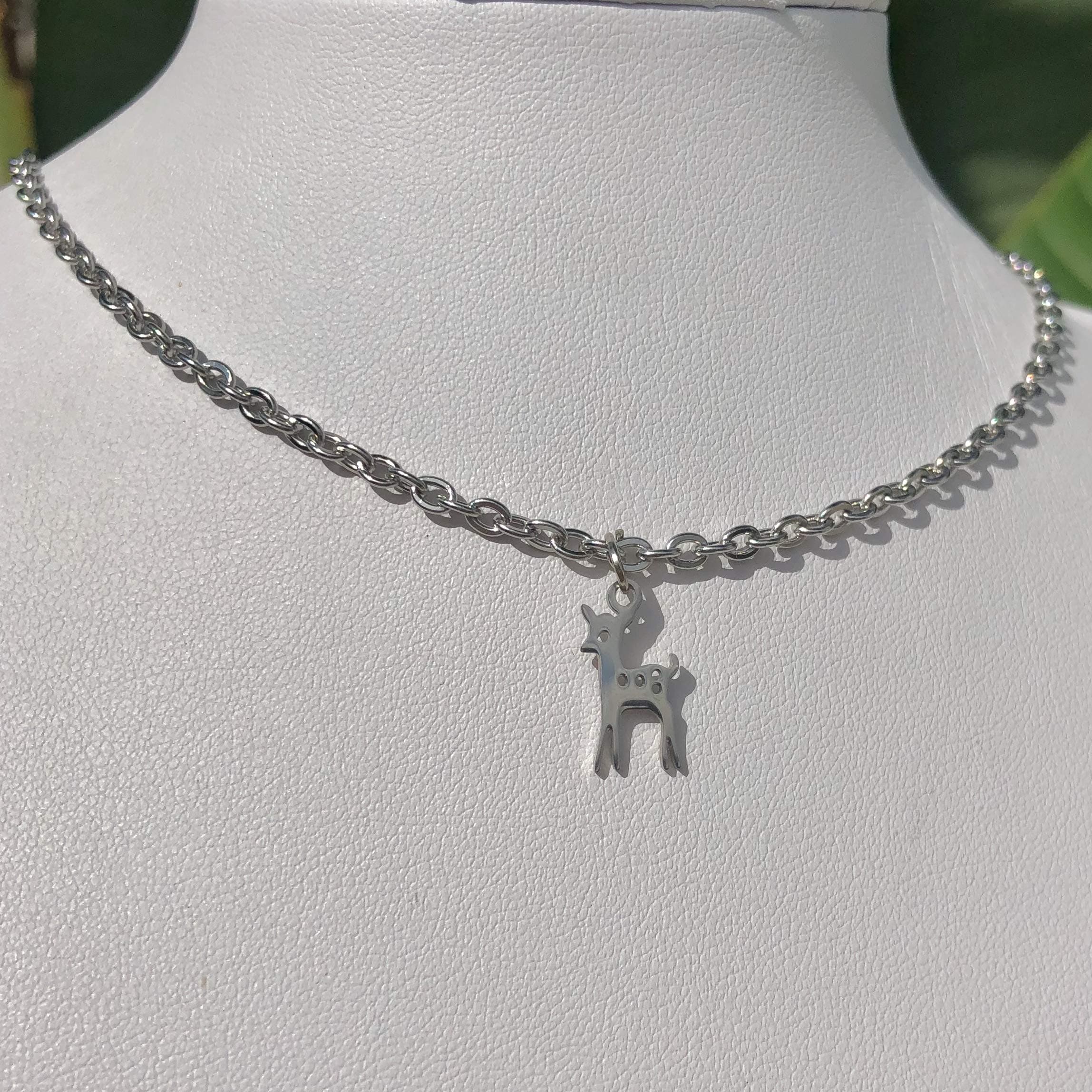 Baby Deer Bambi Silver Necklace