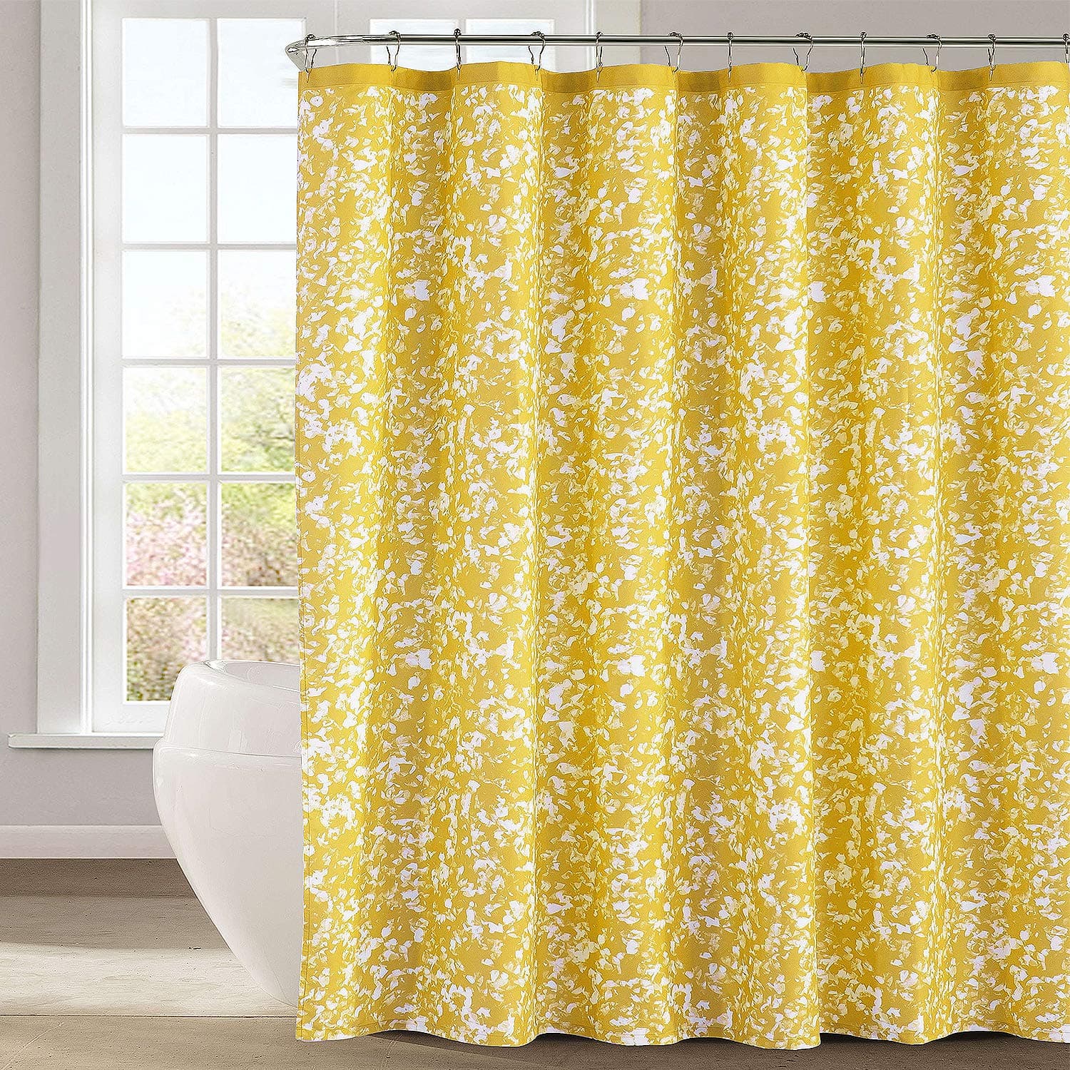 Duck River Textile Dotted Paint Fabric Shower Curtain Liner Mold & Mildew Resistant Stall Curtains, Modern Farmhouse Shower Curtains for Bathroom - Yellow