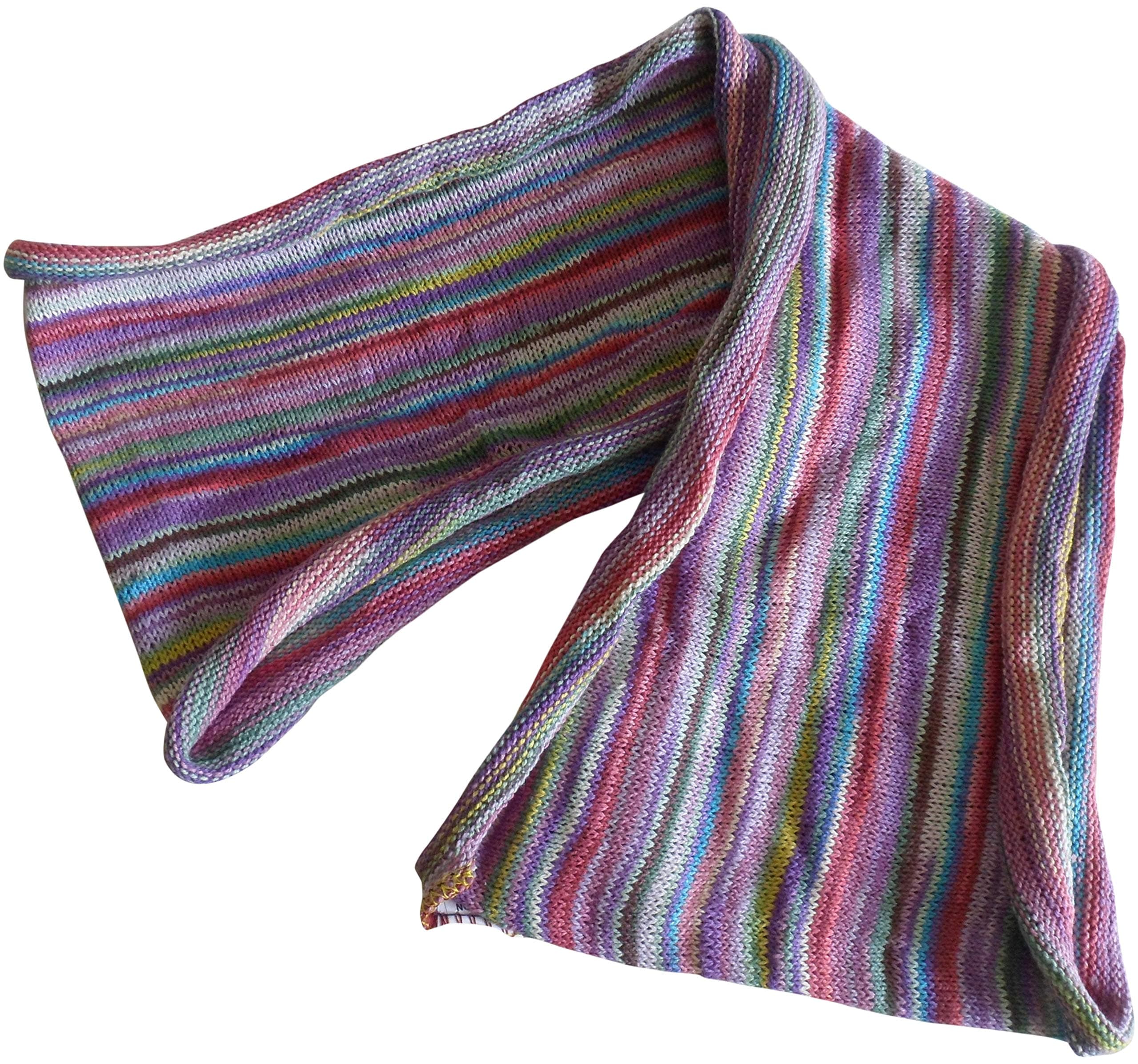 FAIR TRADE COTTON KNIT DOUBLE WRAP SEAMLESS HIPPY BOHO STRETCH HAIR BANDS TIES (Candy Stripe C)