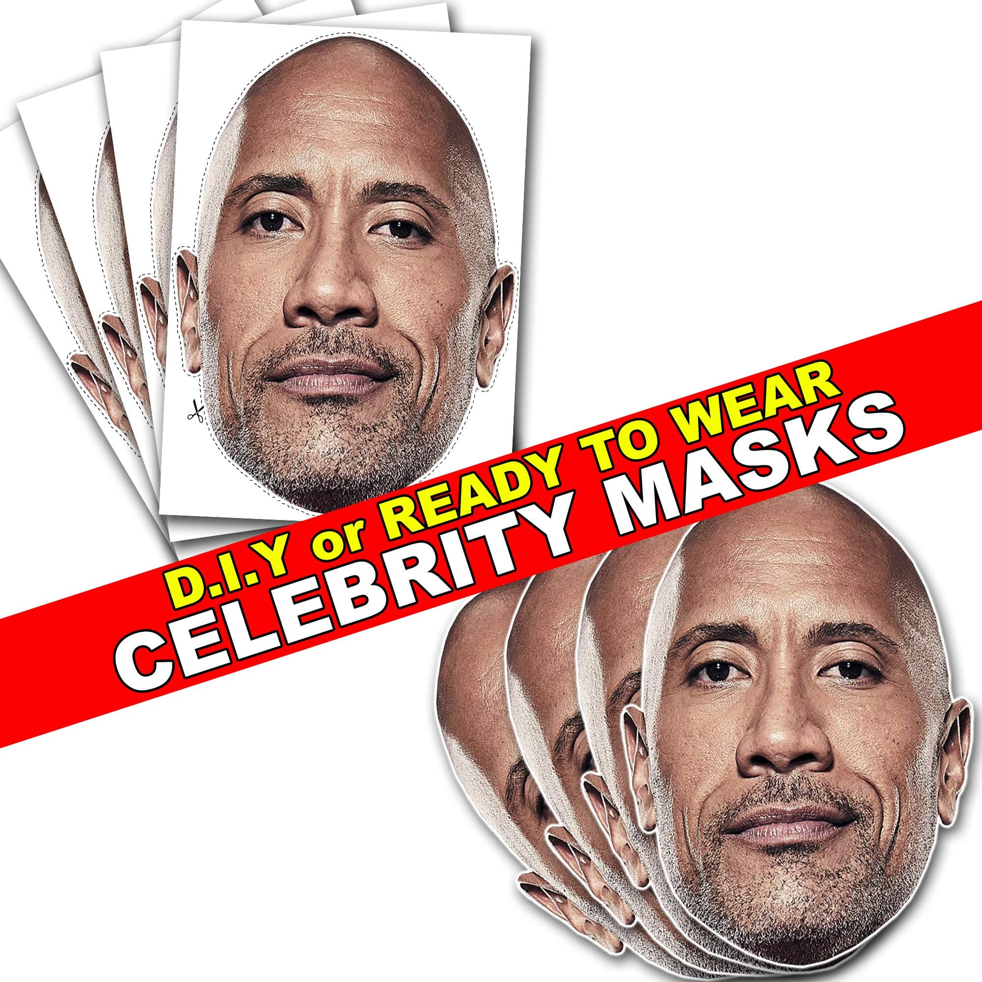 Party People 1 x Dwayne Johnson - Celebrity Face Mask Kit - Do It Yourself (DIY)