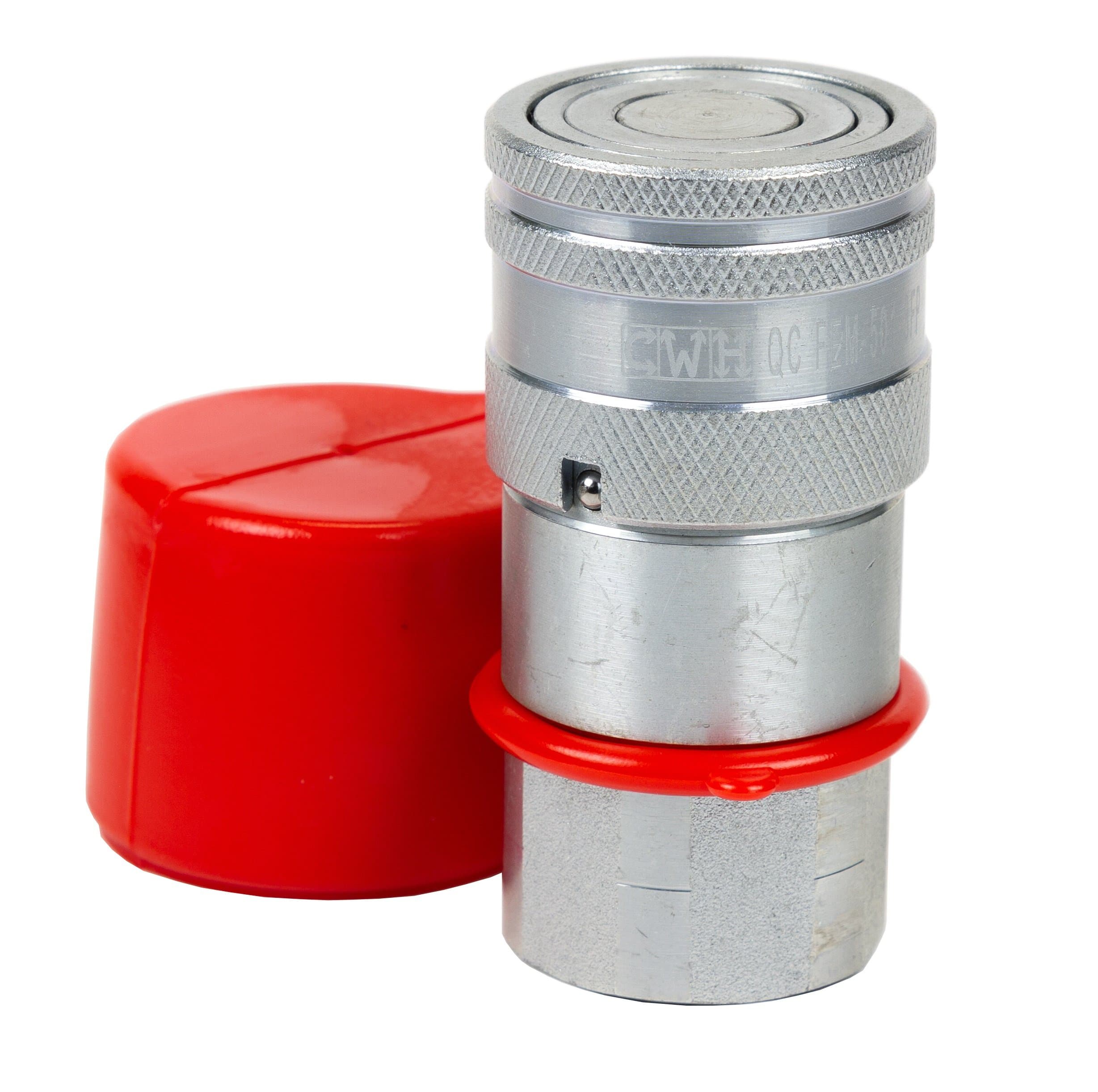 1/2" Skid Steer Bobcat Quick Disconnect Coupler Female Flat Face with Dust Cap CWH QC FEM-501-8FP for Quick Attachments On Case,Gehl, JCB, New Holland Machines