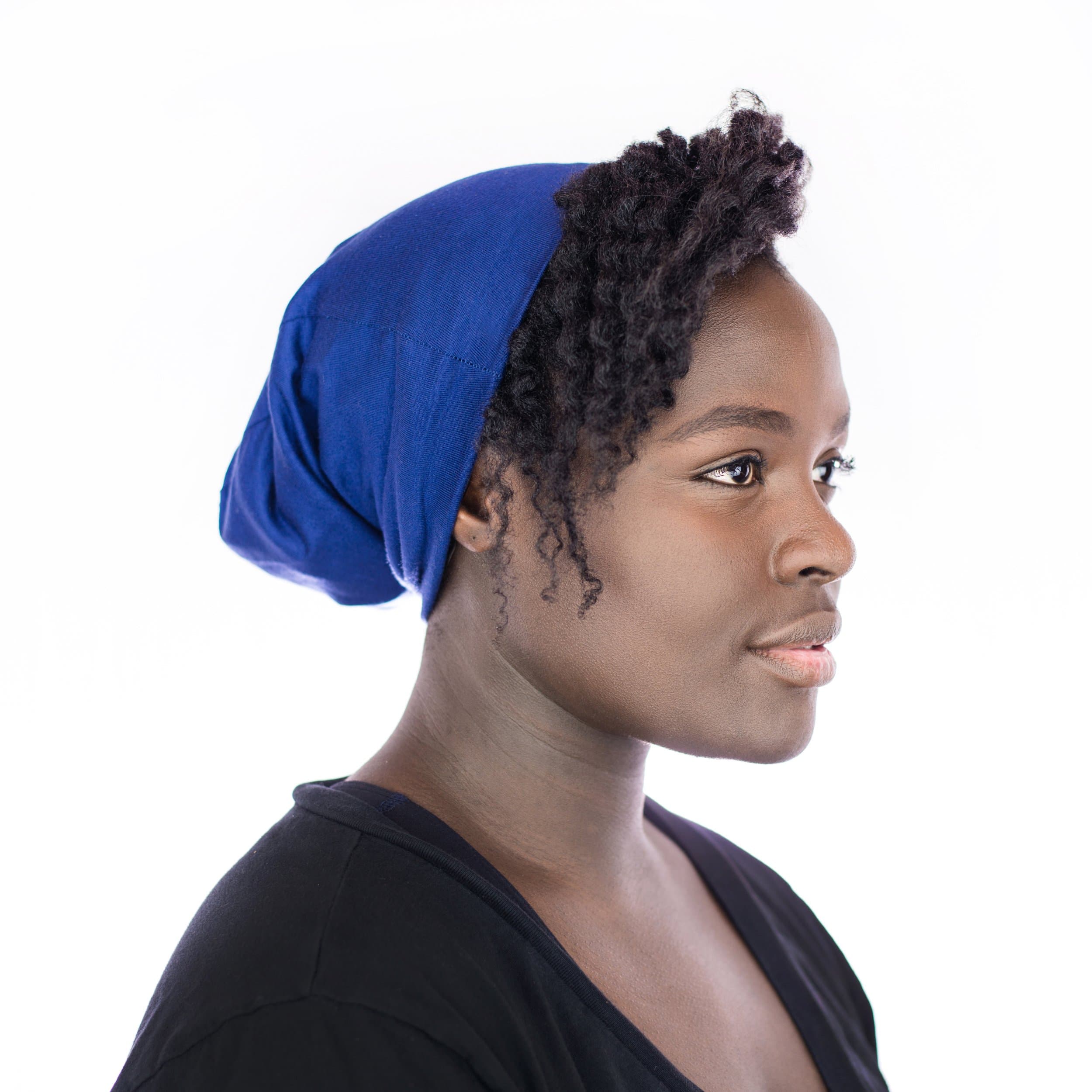 Grace Eleyae [Slap Satin-Lined Sleep Cap, Women's Tam Hat Beanie (S) - Blue