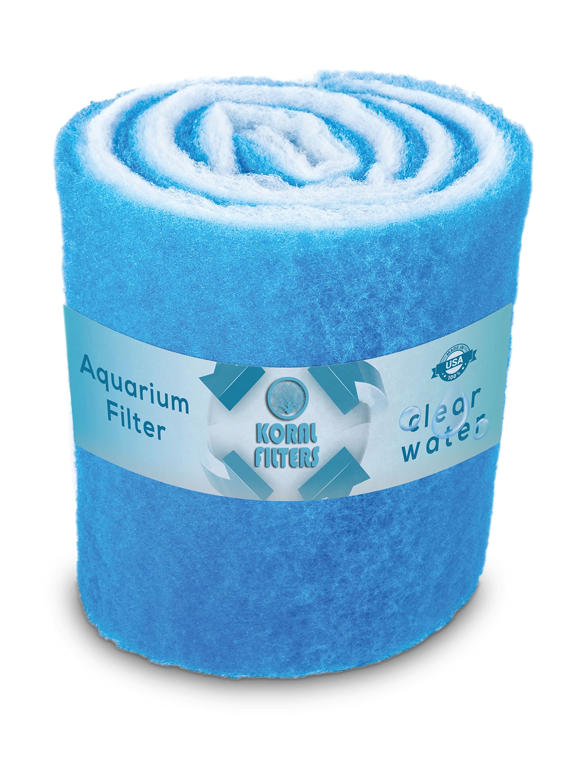 Premium Aquarium Filter Media Pad - Cut-to-Fit Roll, Fresh and Saltwater Safe, Blue & Dye-Free Options, Made in USA (Blue Bonded, 6ft 24" by 0.75 Inches)