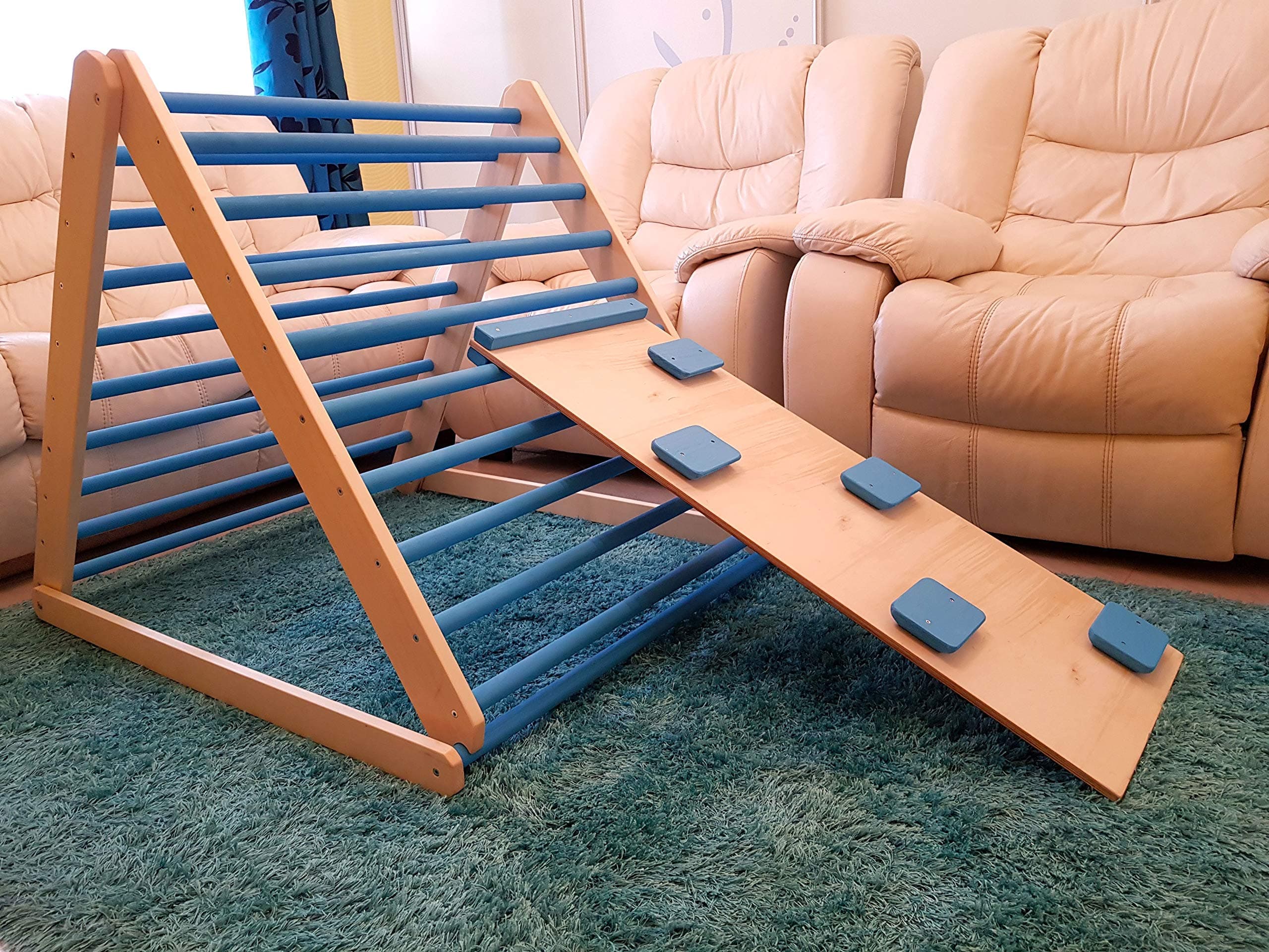 Triangle, Step Triangle, Climbing ladder for toddler, Climbing triangle for toddlers , The ramp you can add in options.