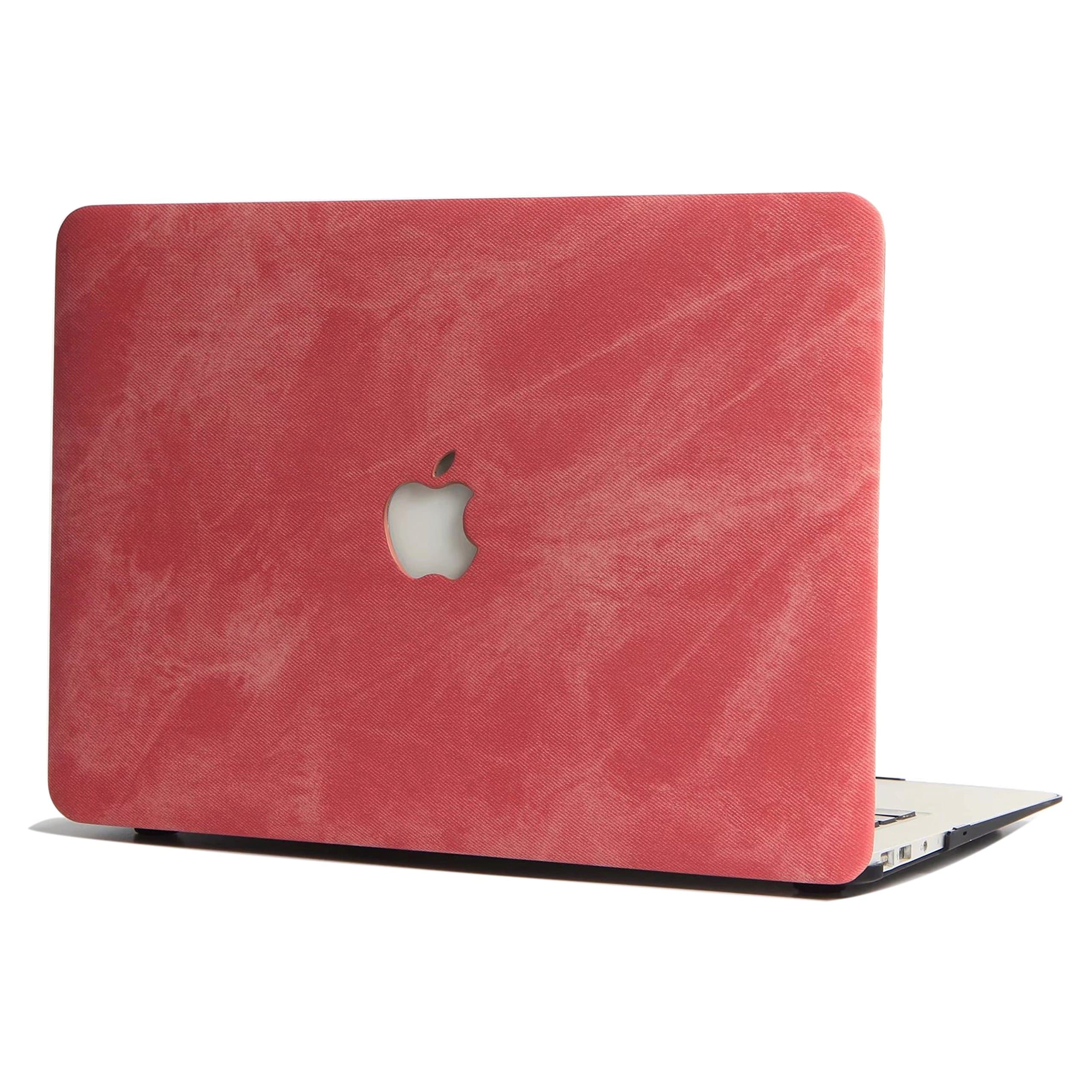 L2W Hard Case For Apple MacBook Old Air 13.3 Inch Model A1466/A1369 Laptop Computer Accessories External Plastic Protection PU Leather Cover Shell,Denim Design Pink