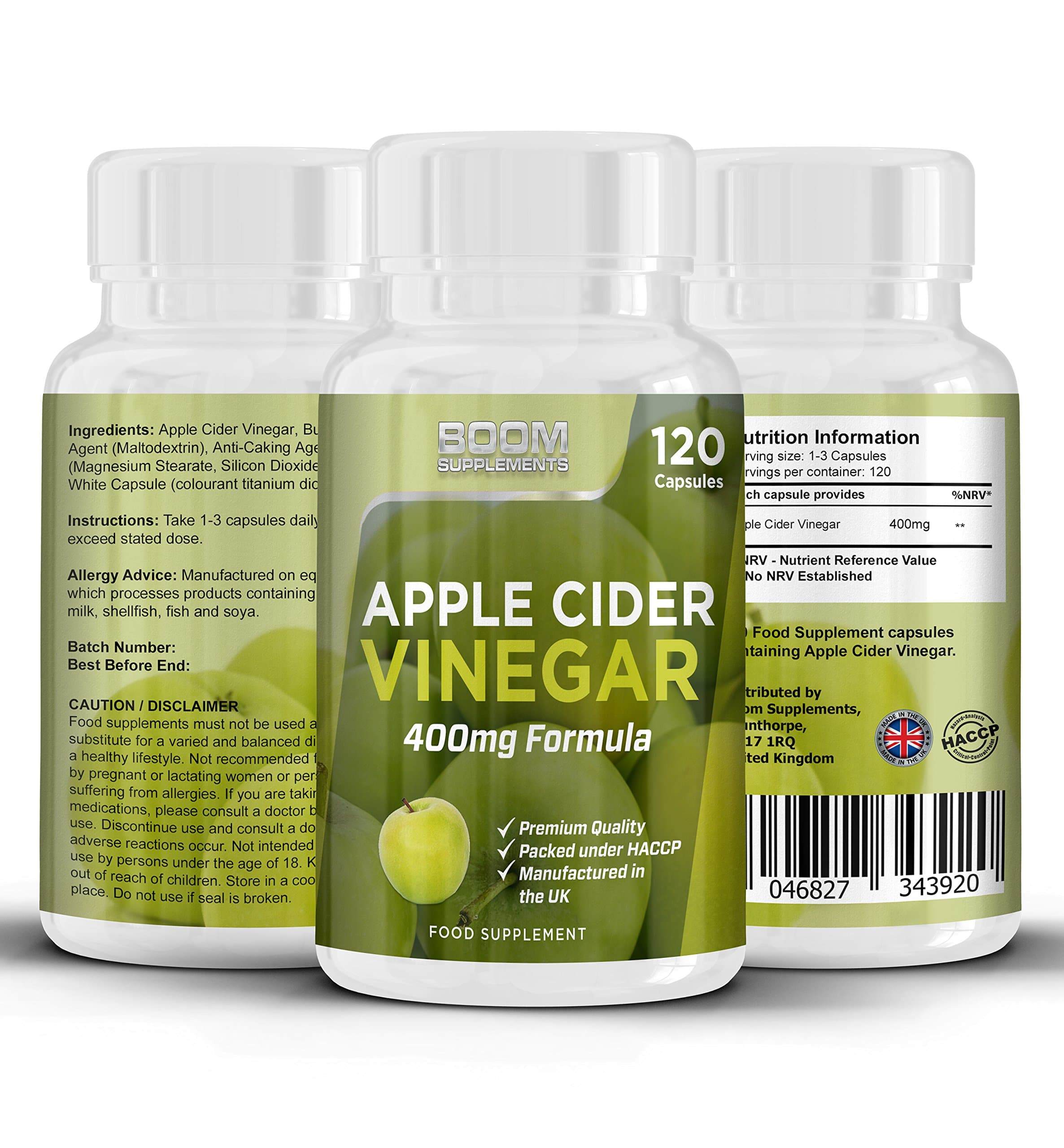 Apple Cider Vinegar Capsules High Strength | Apple Cider Vinegar for Weight Loss | 120 Capsules | Full 30 Day Money Back Guarantee | Manufactured in The UK