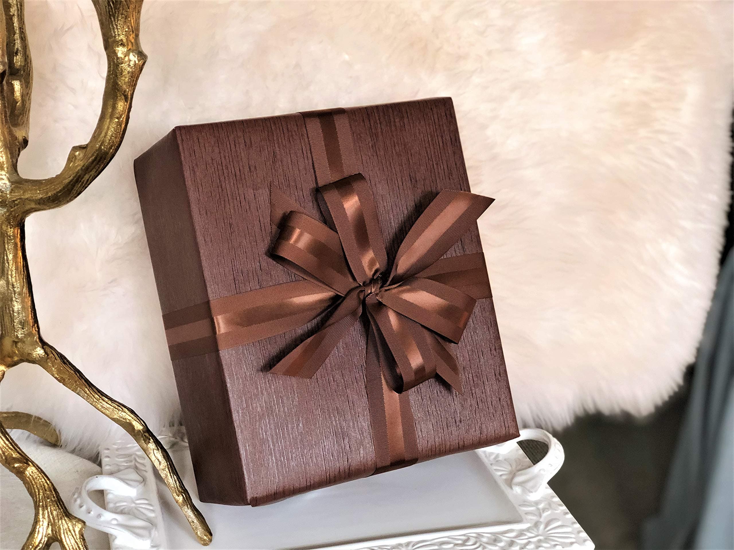 Brown Faux Leather Gift Wrapping Paper, 5 Large Sheets, Textured, Embossed, Animal Print, Thick Paper for Crafts, Scrapbooking, DIY Projects