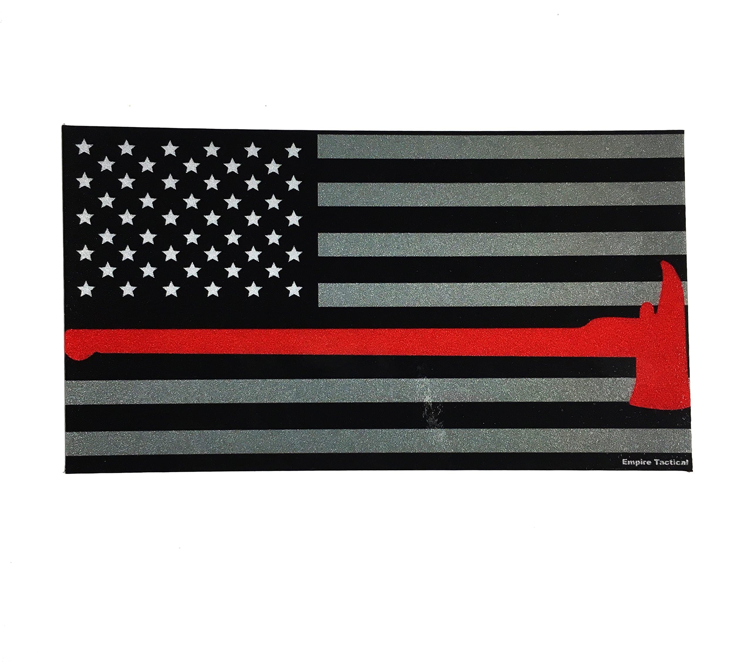 Thin Red Line with Axe United States Flag Tactical Firefighter EMT Paramedics 3M Reflective Decal Sticker (4inch Wide) X (2.25 inch Tall)