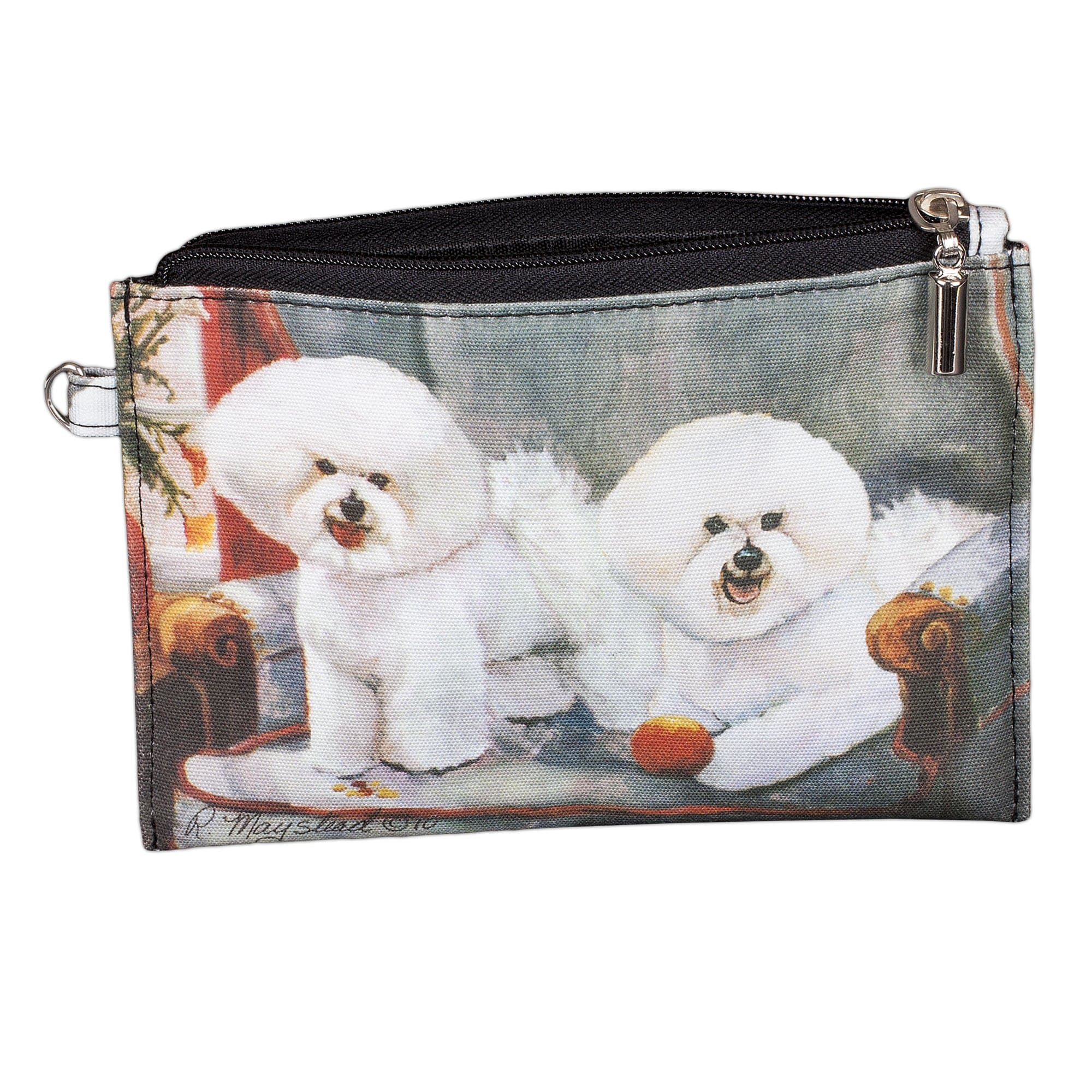 Animal Zippered Pouches with Ruth Maystead Design (Bichon Frise)
