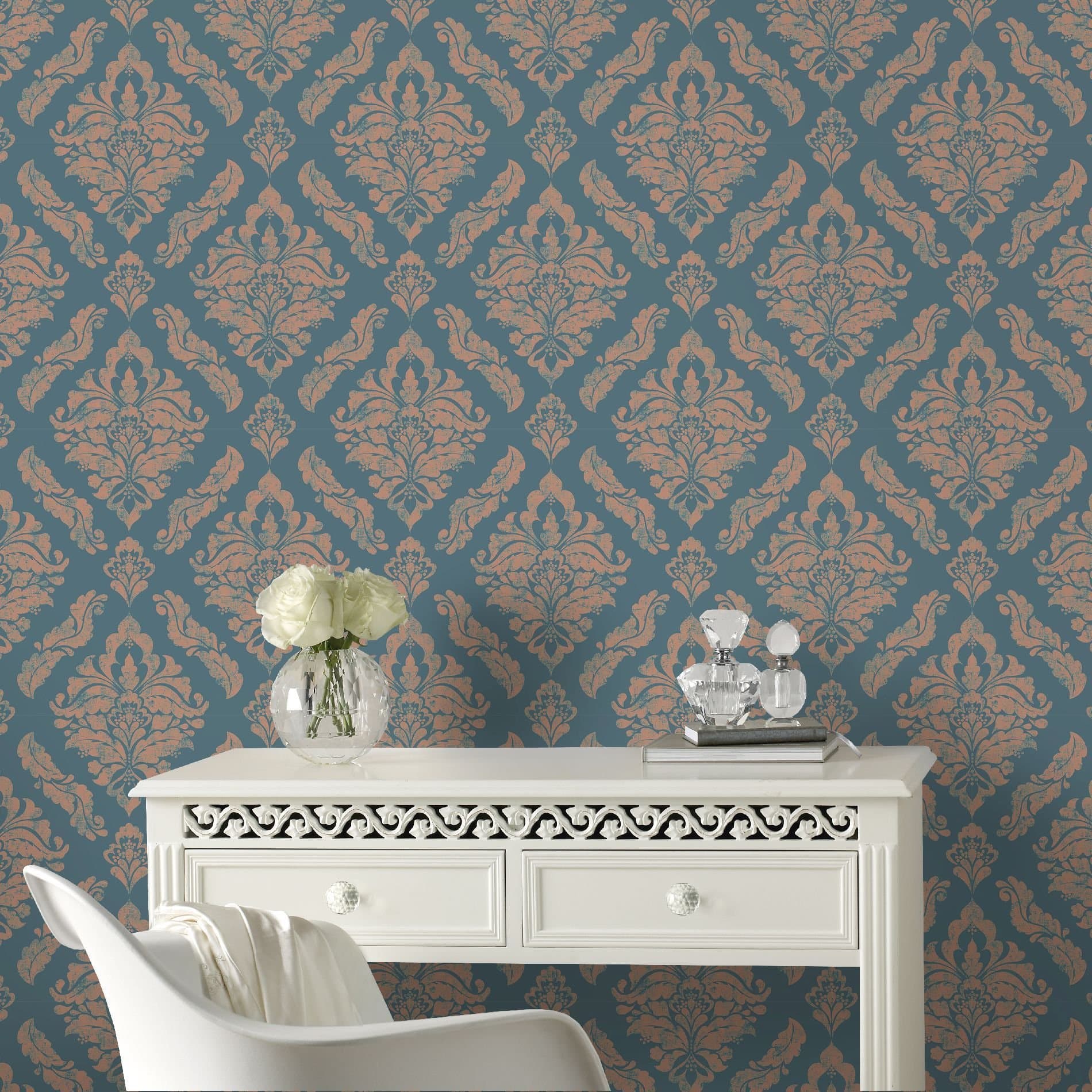 Boutique Turquoise Damaris Wallpaper