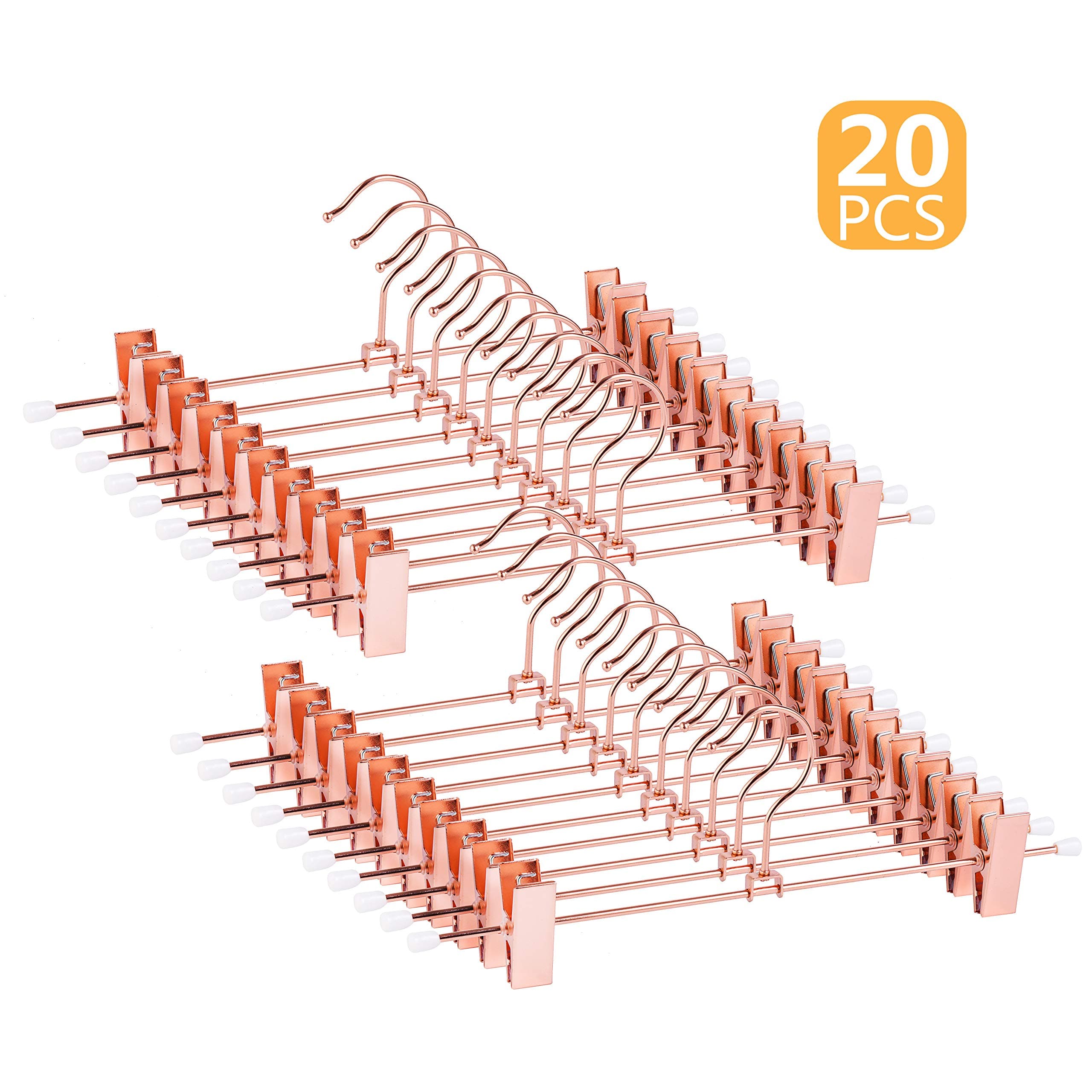 Better to U 11.81" Heavy Duty Metal Hanger Stackable Metal Pants and Skirt Hanger Skirt Hanger Trousers Hanger with Extra Strong Adjustable Clips(20 PCS) (Copper - 30cm Flat Clips)