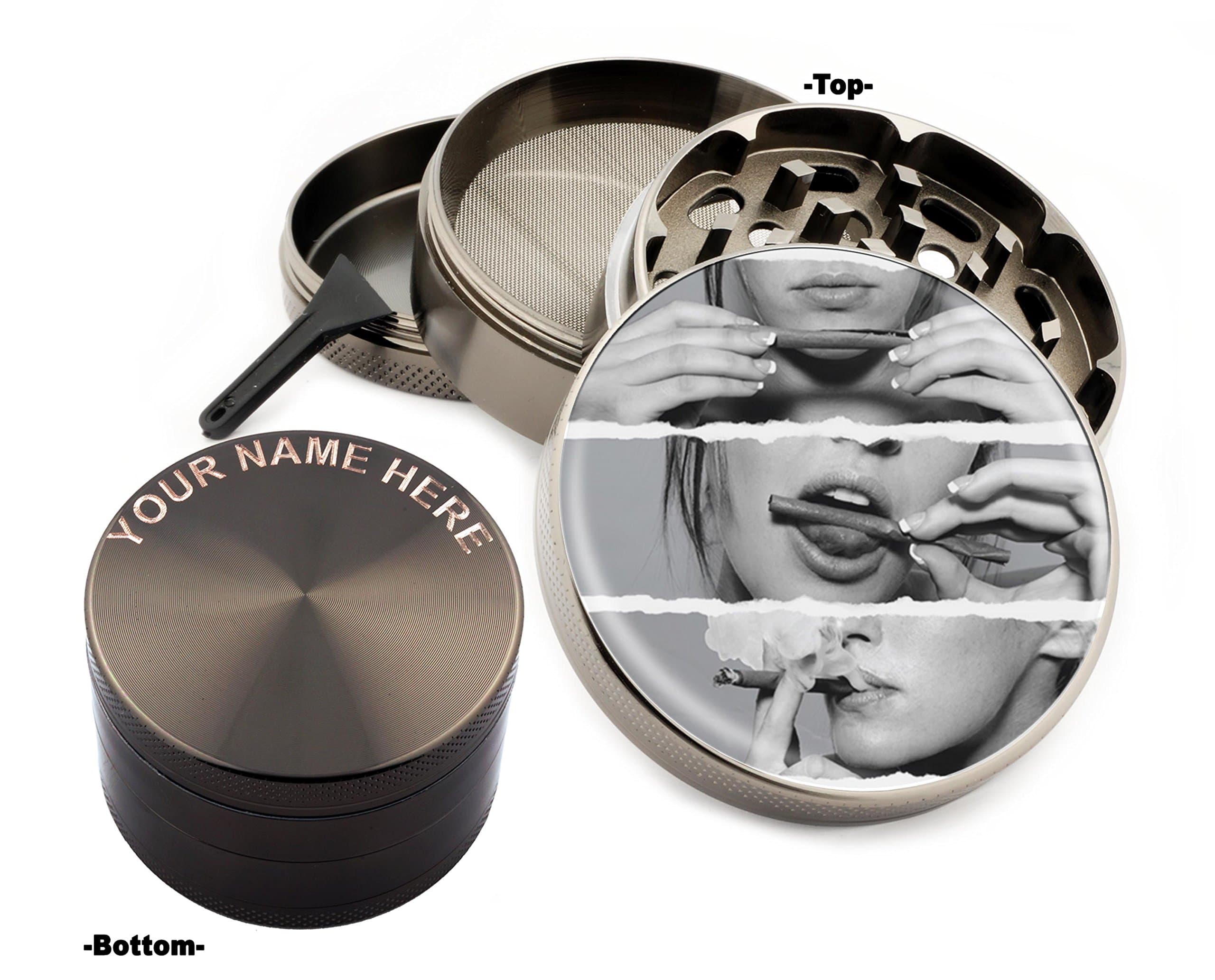 Smoking Lip Design Large Size Zinc Grinder With Your Name FREE - Gift Pack Item # 111315-12