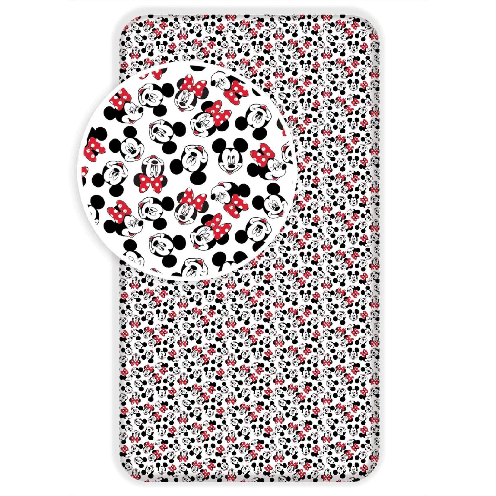 Minnie and Mickey Mouse Smiles Single Fitted Sheet 100% Cotton