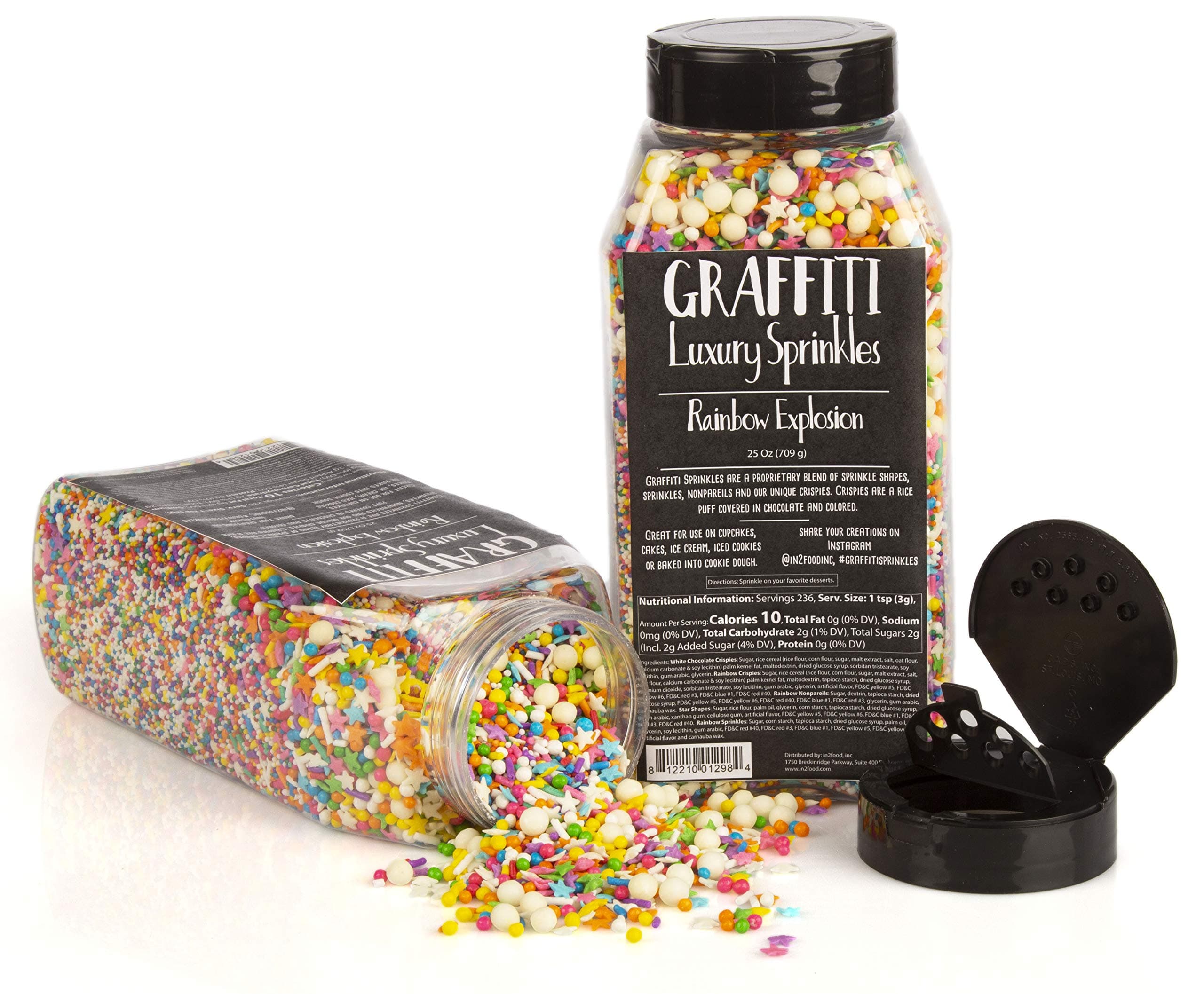 Edible Decorations for Baking, Ice Cream, Cake Decorating by Graffiti Sprinkles | Rainbow Explosion |32 oz Shaker Bottle