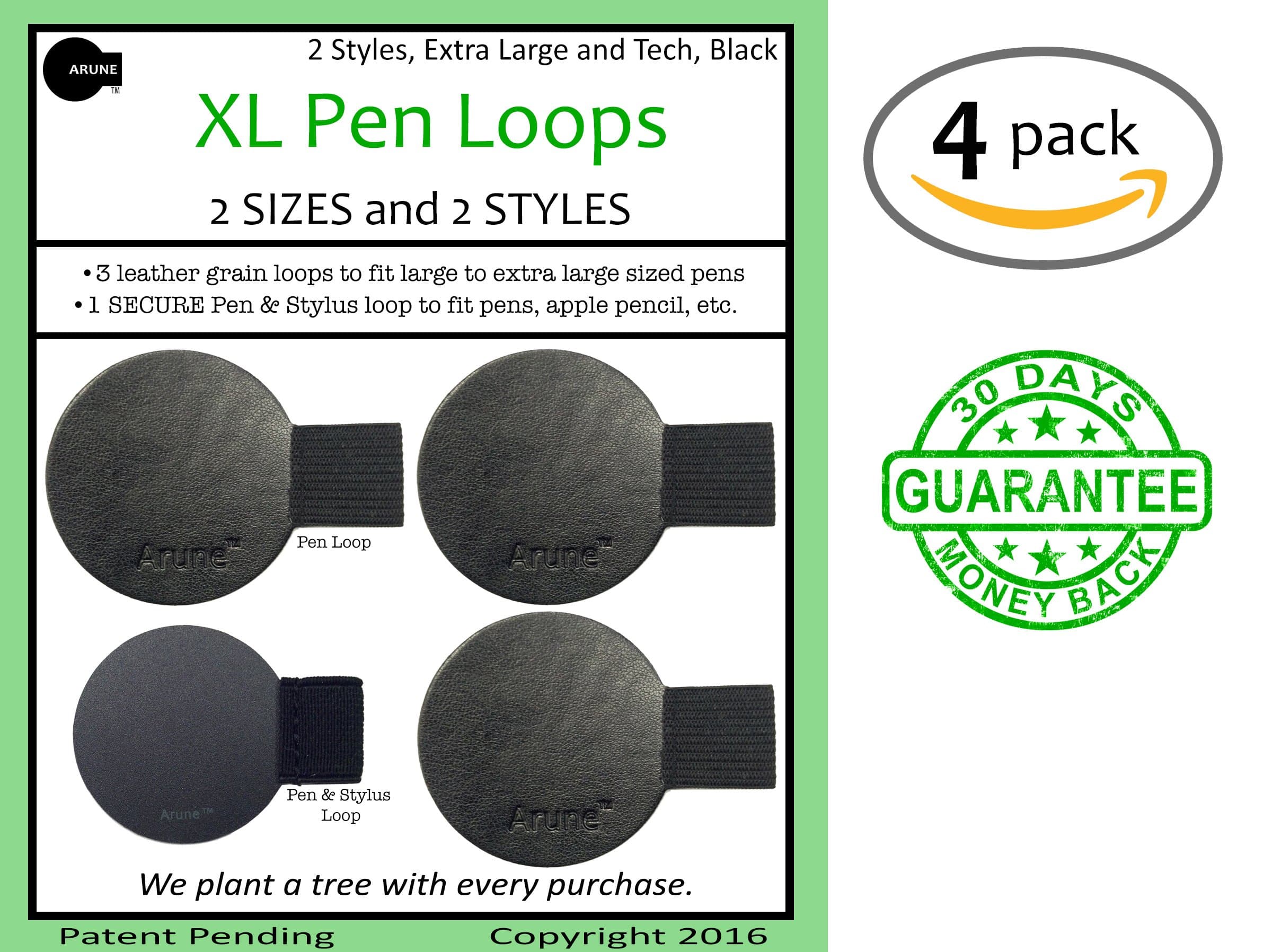 4X Pen Loop by Arune - Extra Large Adhesive Holder for Moleskine, Paper Mate, Pilot, journals, Planners, sketchbooks, More
